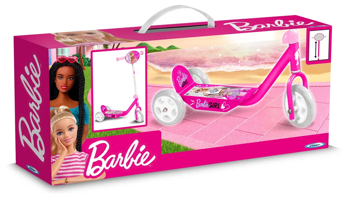 Stamp Monopattino a 3 ruote Barbie, piattaforma larga, PINK