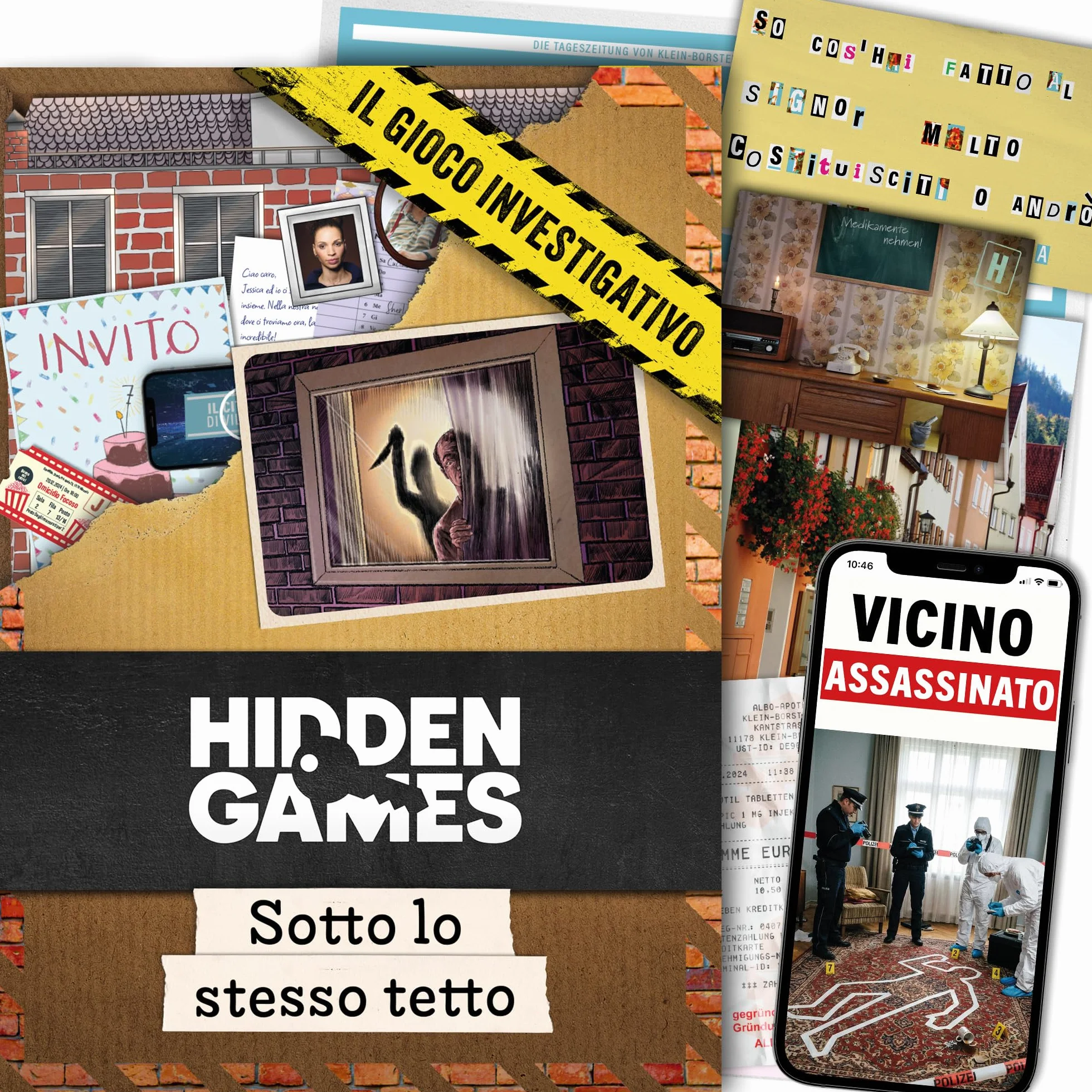 Hidden Games Luogo del Reato – Sotto lo stesso tetto – Gioco poliziesco, simile a Escape Room per il tavolo, risolvi un caso, gioco poliziesco, caso da risolvere, cold case