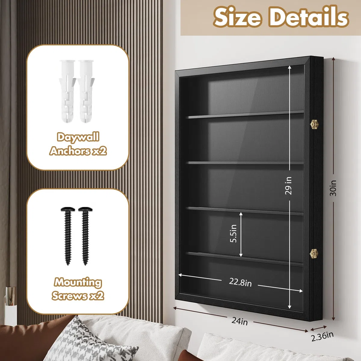 Porta Carte Collezionabili, 5 Ripiani Legno Espositore per Carte da Parete, Contenitore per Carte da Baseball Sportive Vlassificate Collezionabili, per Collezione di Sportive Carte (Nero)
