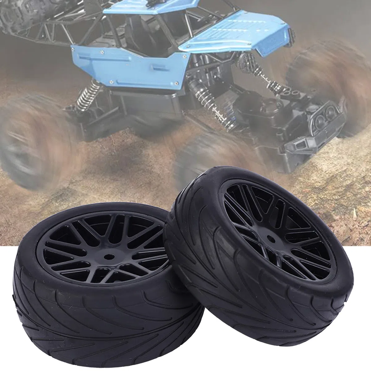 4Pcs 85mm RC Car Wheels 1/10 Pneumatici per Veicoli Cingolati Universali Pneumatici Set Accessori per Auto Telecomandati(Nero)