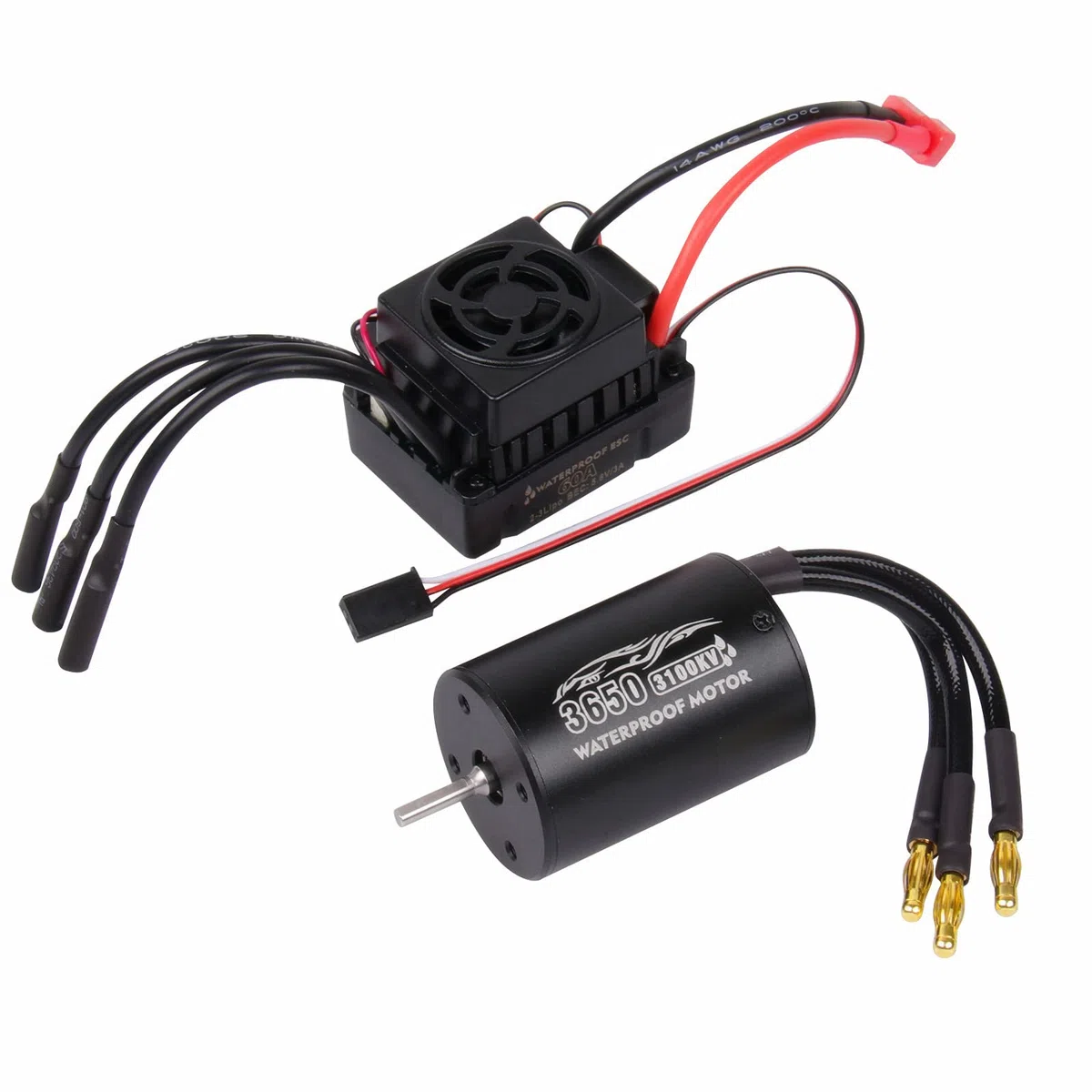 3650 3100KV Motore brushless e 60A ESC Combo Set 5.8V / 3A ESC impermeabile con motore primario senza sensore per 1/10 RC Car
