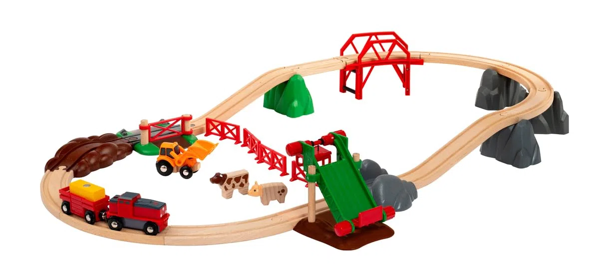 BRIO World - Set Fattoria degli Animali, Set Costruzioni Trenino in Legno da 30 Pezzi, Giocattolo per Bambino e Bambina 3+ Anni