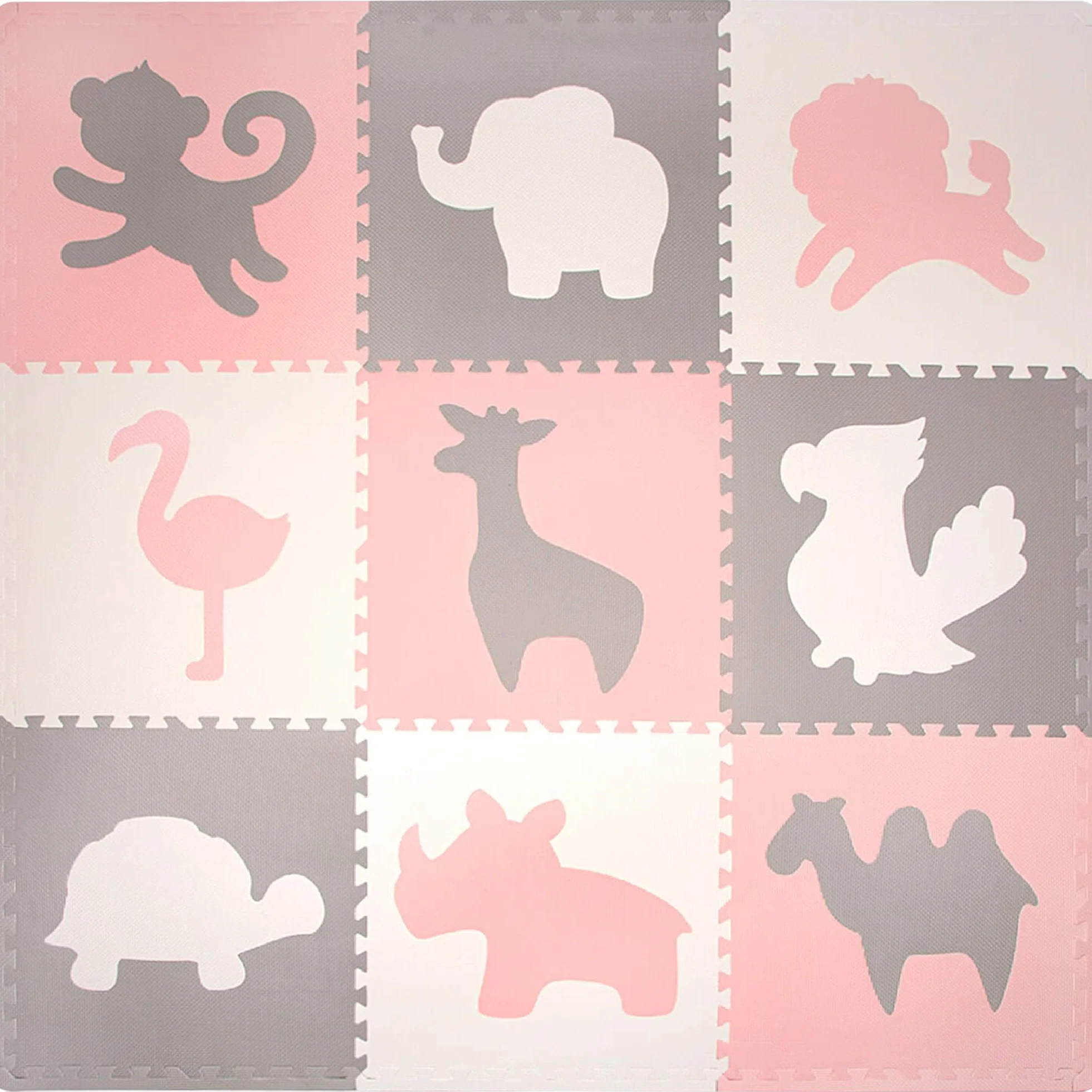 Elegante tappetino puzzle Africa, 180x180 cm, XXL 60x60 cm, 20% più spesso, morbido, privo di sostanze nocive, inodore, facile da pulire