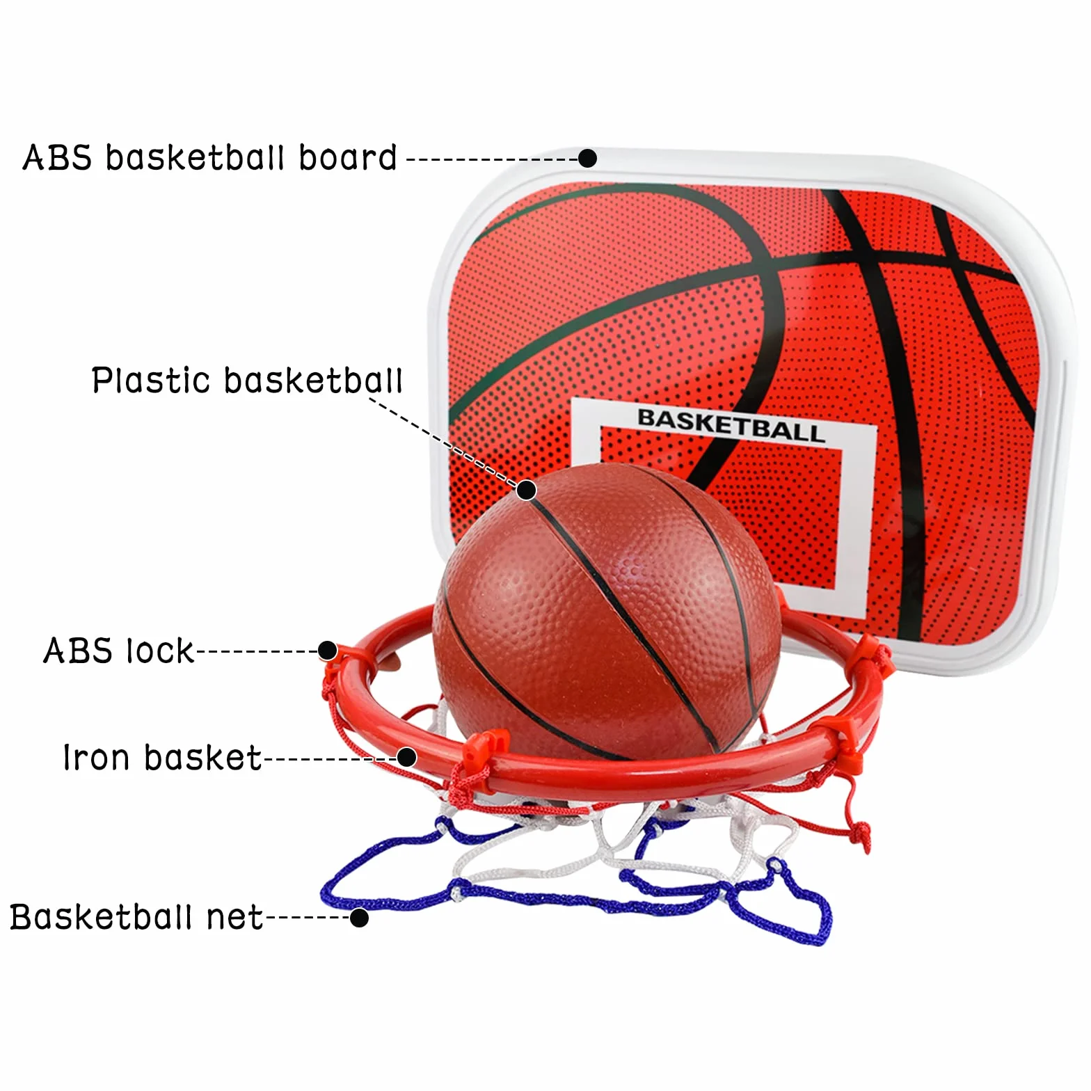 Canestro Basket Bambini e Supporto, portatile da 50 cm-150 cm Regolabile per interni ed esterno, Con 3 palle, rete, pompa