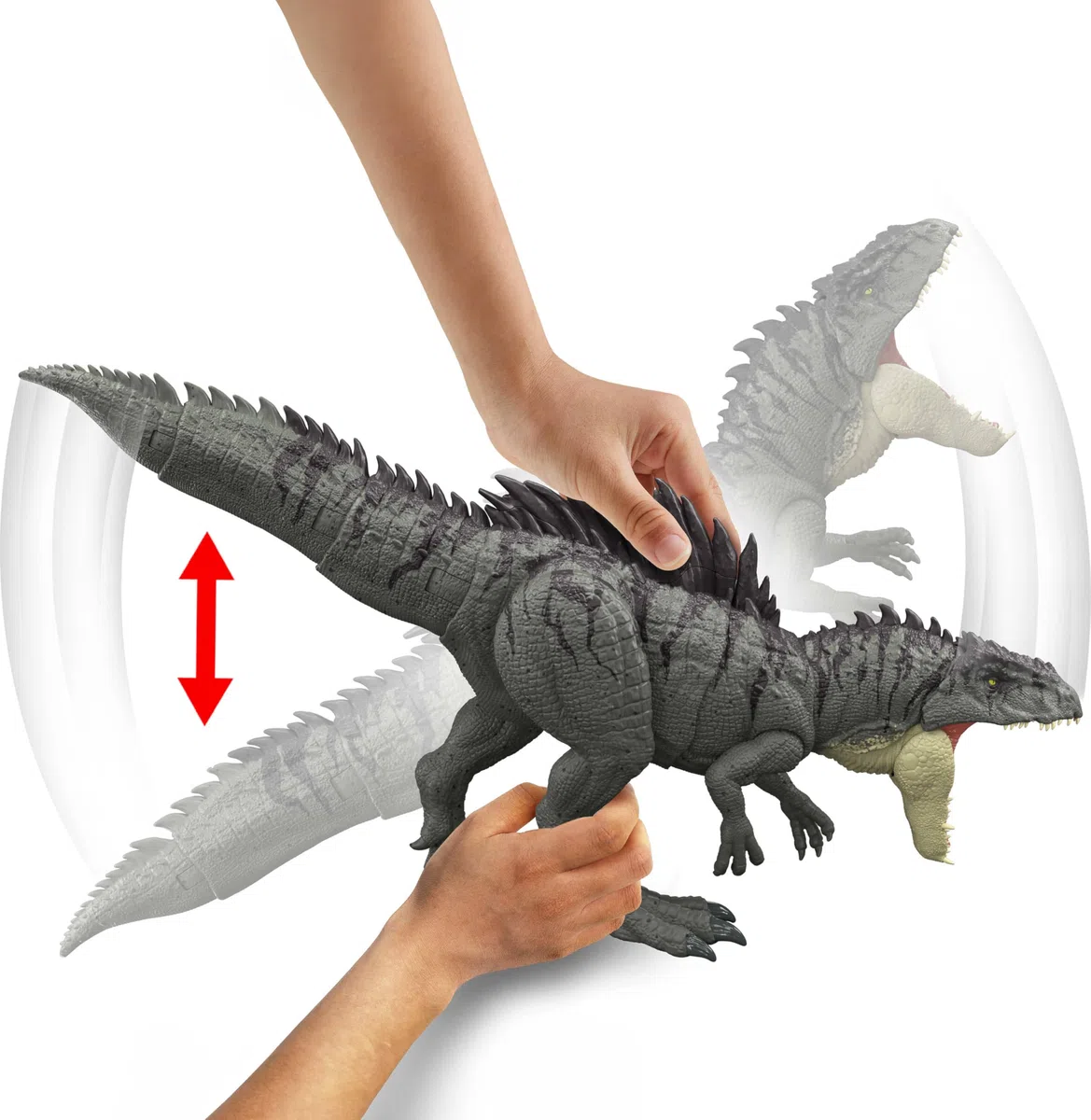 Mattel Jurassic World - Giganotosauro Fauci Colossali, dinosauro lungo 70+ cm con attacco multidirezionale e ruggiti feroci, controlla le spine sul dorso per sferrare la mossa, JKG93