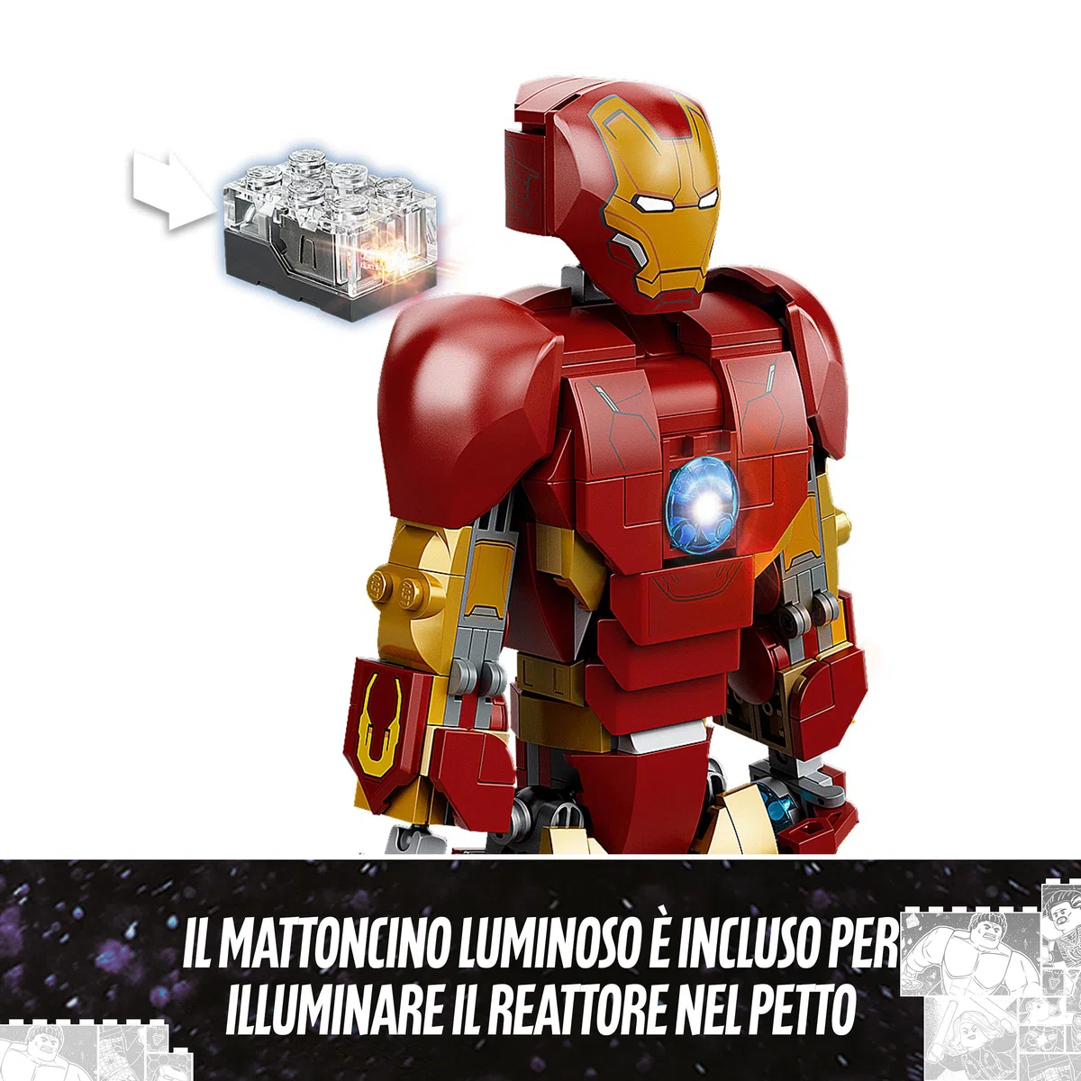 LEGO Marvel Personaggio di Iron Man, Giocattoli Super Heroes per Bambini, dal Film Avengers: Age Of Ultron della Saga dell'Infinito, Idee Regalo 76206