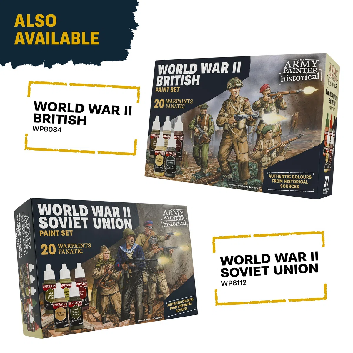 The Army Painter, Historical: WWII British 8th Army, 10 x 18 ml Warpaints Fanatic, 9 acrilici e 1 Wash - Miniature Paint per ricreare la lotta in tutto il Nord Africa