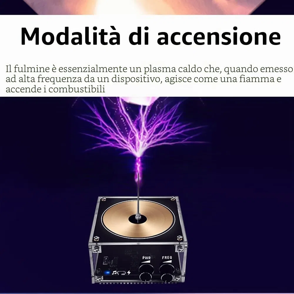Weytoll bobina di Tesl, versione BT, modello alimentato senza fini, arco elettrico lungo 10 cm, con funzione musicale