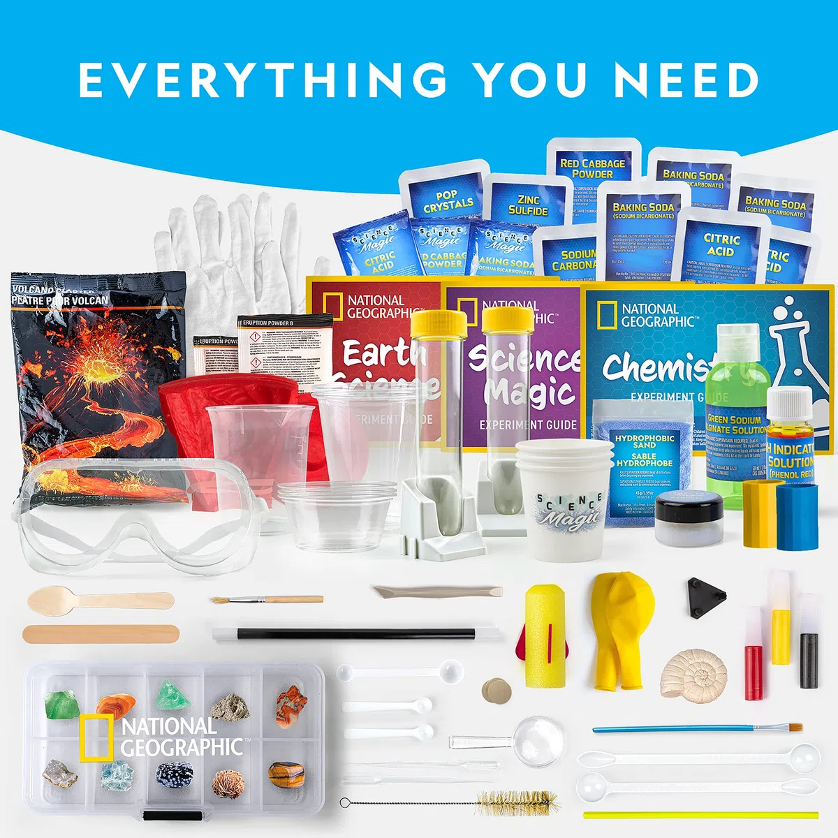 NATIONAL GEOGRAPHIC Mega Science Lab - Science Kit Bundle Pack with 75 Easy Experiments, Featuring Earth Science, Chemistry, and Science Magic Activities for Kids