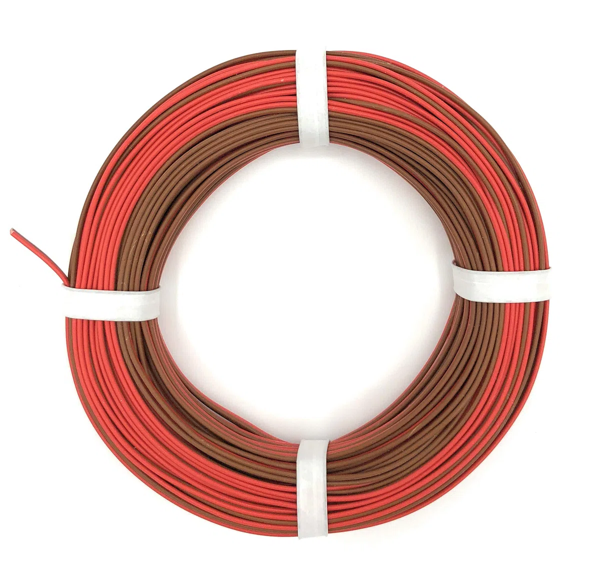 L2218/25 - Cavo in rame 2 x 0,14 mm² (1 x 18 x 0,10 mm) - Doppio cavo - 25 m anello (rosso/marrone)