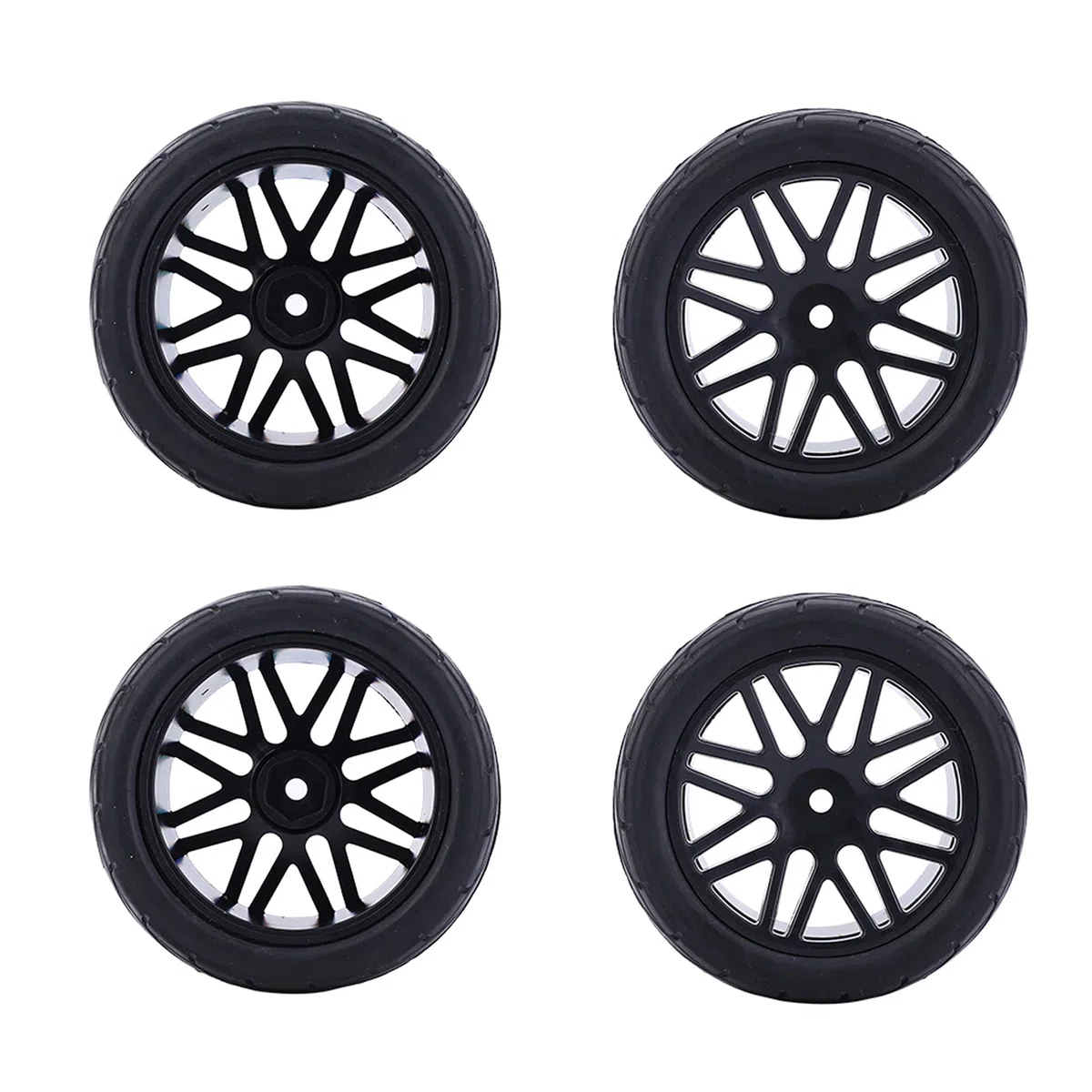 4Pcs 85mm RC Car Wheels 1/10 Pneumatici per Veicoli Cingolati Universali Pneumatici Set Accessori per Auto Telecomandati(Nero)