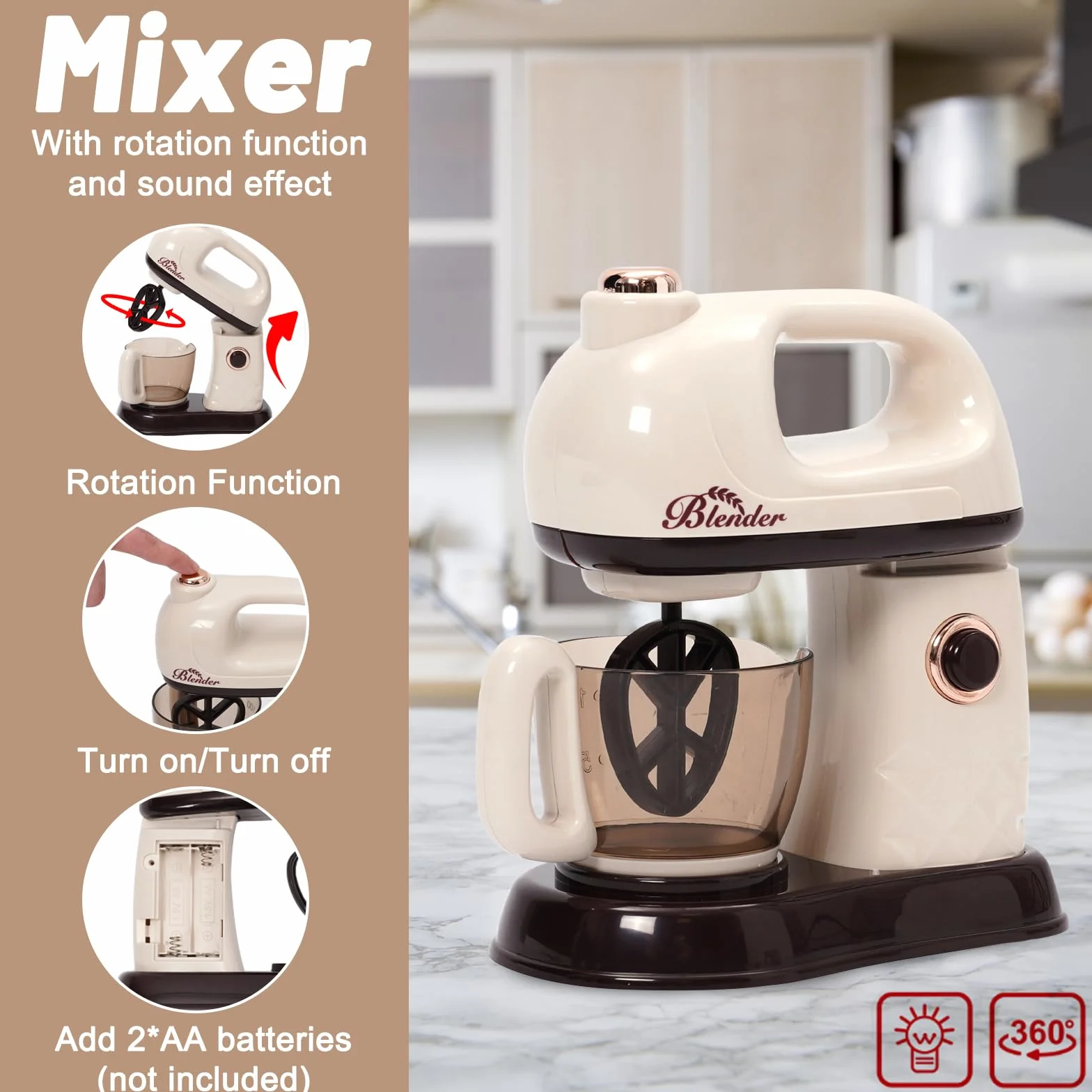 Accessori Cucina Bambini, Set di Elettrodomestici da Cucina Giocattolo per Bambini, Macchina da Caffè, Frullatore, Mixer, Tostapane con Luci e Suoni, Gioco di Ruolo Regalo per Ragazzi e Ragazze 3+Anni