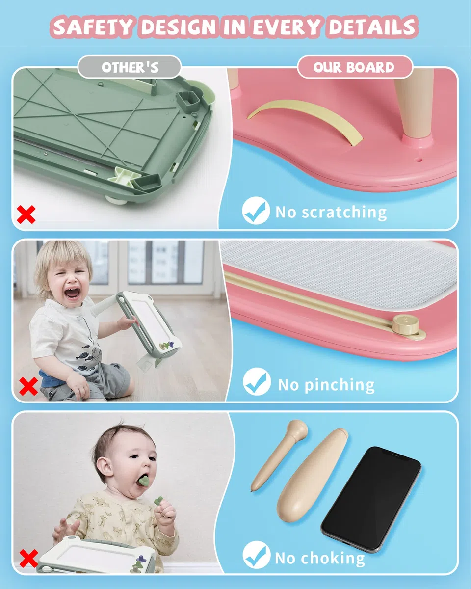 Kikapabi Lavagna Magnetica Giocattolo per Bambini, Doodle Board Colorata Resistente, Gioco Educativo per Bambine e Bambini da 1-3 Anni, Regalo di Compleanno (Rosa, 13.06" W x10.65 H)
