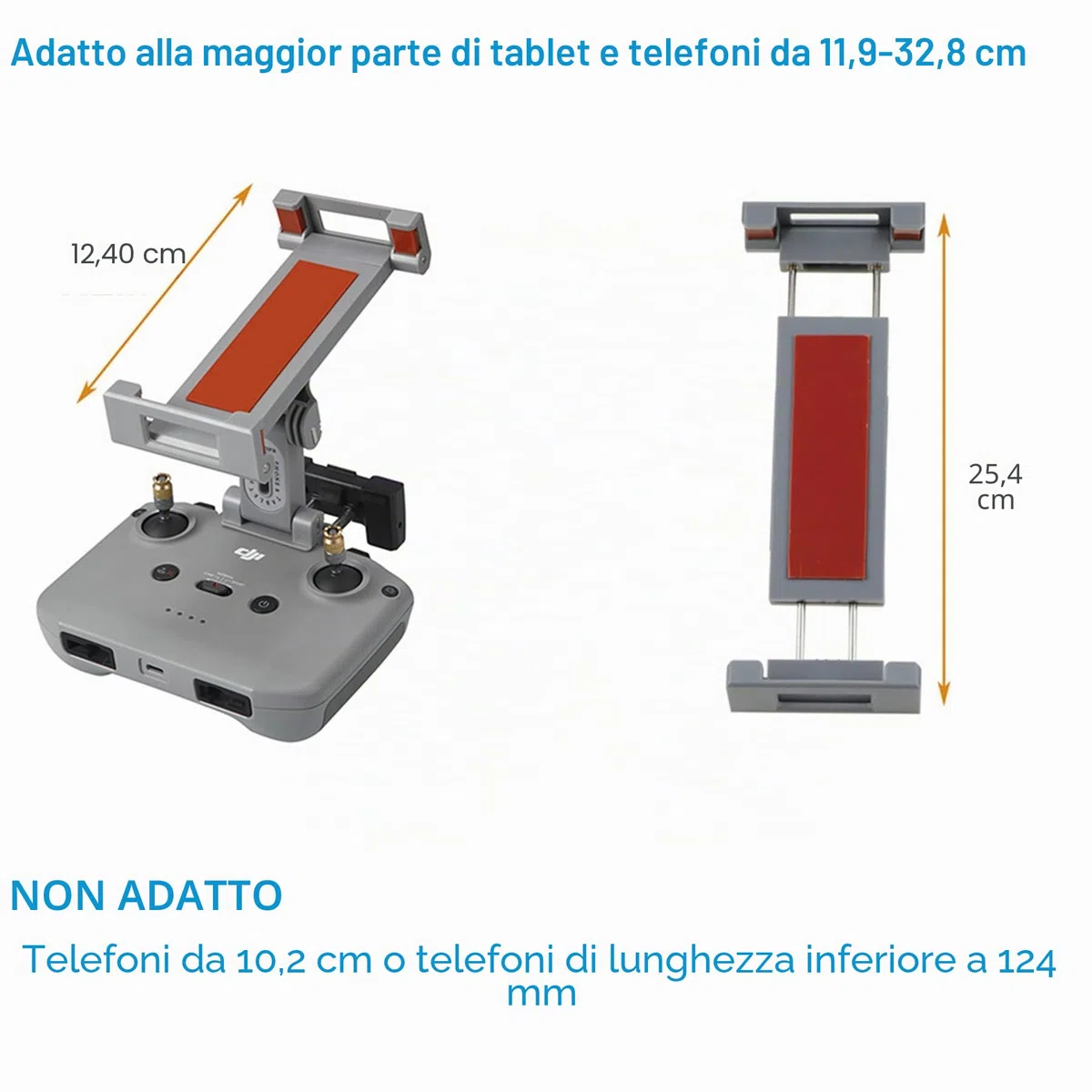 4.7-12.9” Supporto per Tablet per Radiocomando DJI RC-N1/N2,Air 2S/3,Mavic Air 2,Mavic 3 Pro/Classic,Mini 4/3,Mini 2 SE Drone Remote Controller Staffa,Controllo Clip Accessori