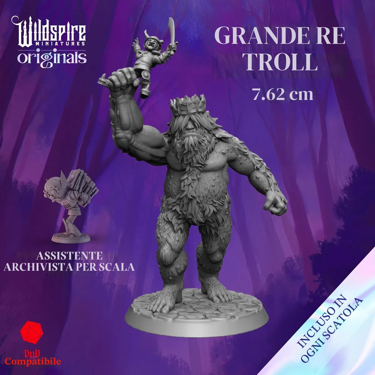 Wildspire Heroes, Compagni Animali NPC e Re Troll per DND Miniature 28mm-32mm - Figure Fantasy Non Verniciate per Dungeons and Dragons, D&D, Pathfinder