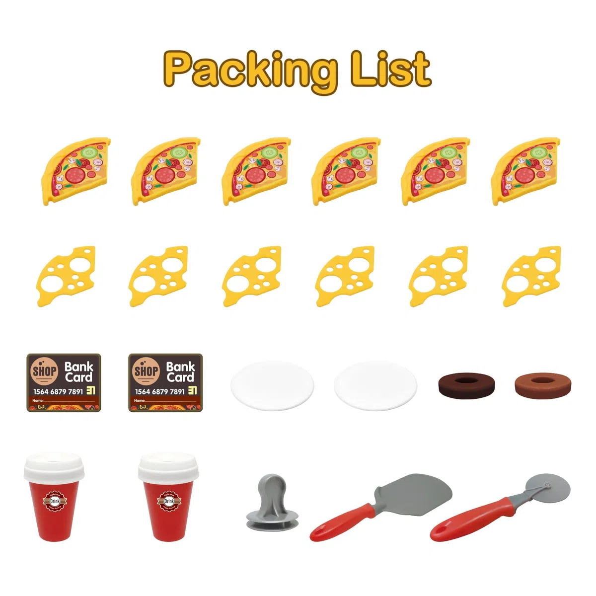 deAO Negozio di Giochi di Ruolo Set da Gioco Caffetteria per Bambini Set da Gioco Macchina del Caffè Negozio di Pizze con Registratore di Cassa 30 pezzi Giocattolo STEM per Bambini Ottimo Regalo