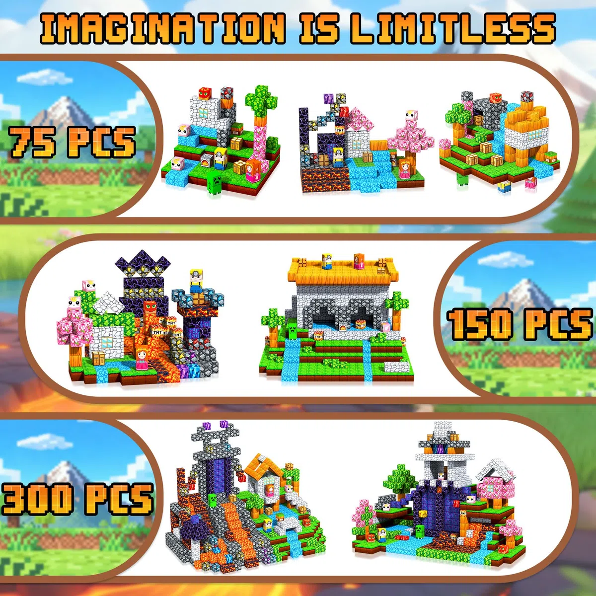 Costruzioni Magnetiche per Bambini - 150 Pezzi Costruzioni cubi magnetici per Bambini - Giochi blocchi Magnetici per Bambino 3 4 5 6 7 8 9 10 Anni - Pasqua Regali di Compleanno 3-10 Anni Natale