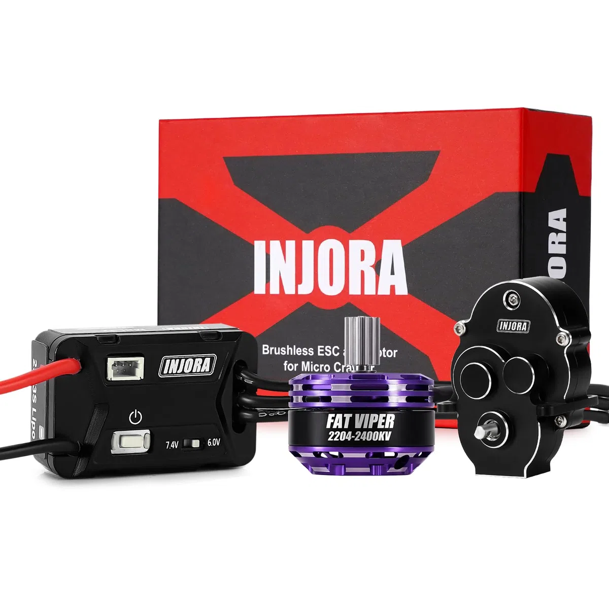 INJORA MBL32 G2 ESC Brushless Impermeabile & Motore Outrunner 2204 Fat Viper per 1/18 TRX4M