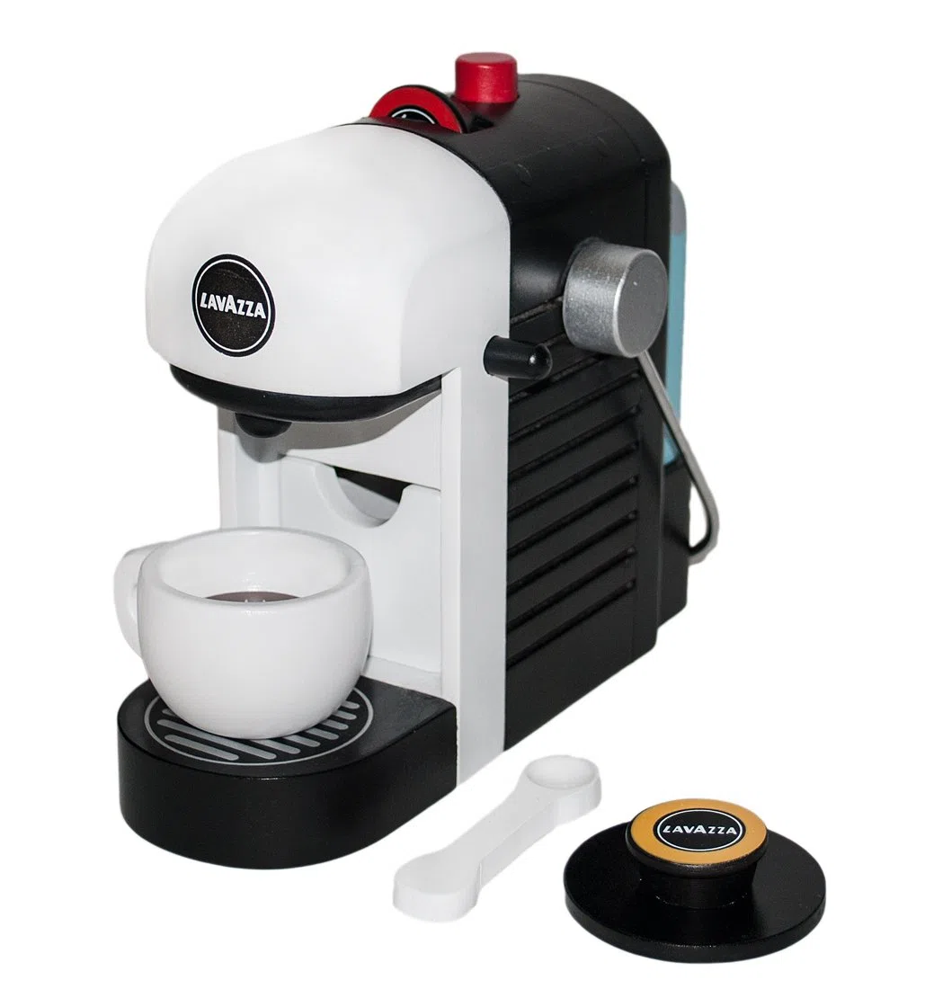 Christian Tanner 0994.1 - Lavazza Macchina da Caffè, Giocattolo per bambini, Legno, Funzione di gioco, Bianco, 8 x 22 x 17 cm