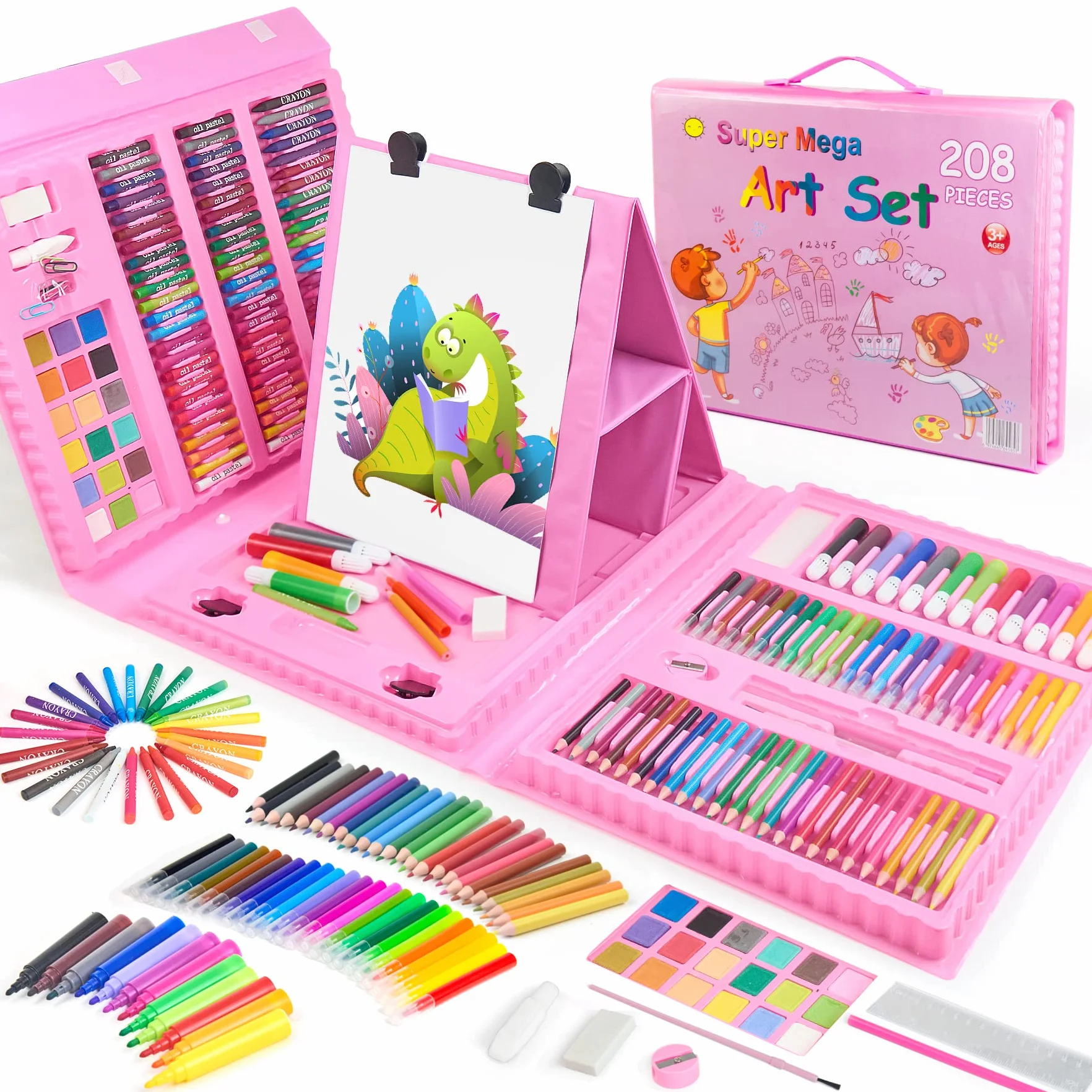 TOMMYHOME Kit da disegno 208 pezzi Deluxe Coloring Art Set per bambini 4-12 Disegnare e Pittura Set con Acquerello Disegno Matite Coloranti per Bambini