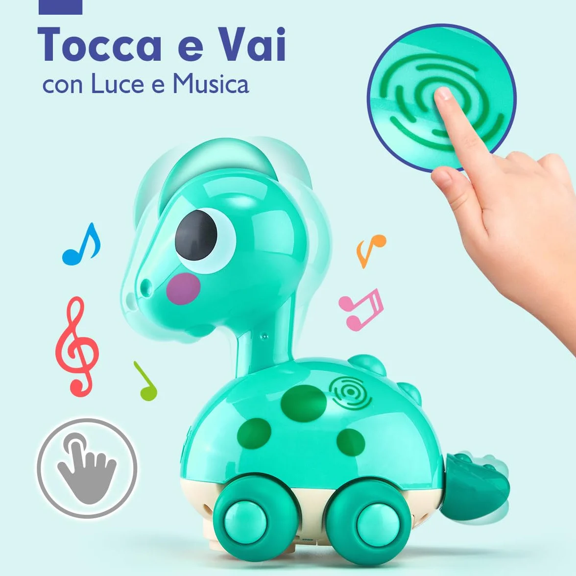 CubicFun Giochi Bambini 1 Anno Dinosauro Interattivo - Giocattolo Gattonare con Musica e Luci, Dino Sonoro per Neonato 12 18 Mesi, Regalo Bambino 1 2 Anni Compleanno