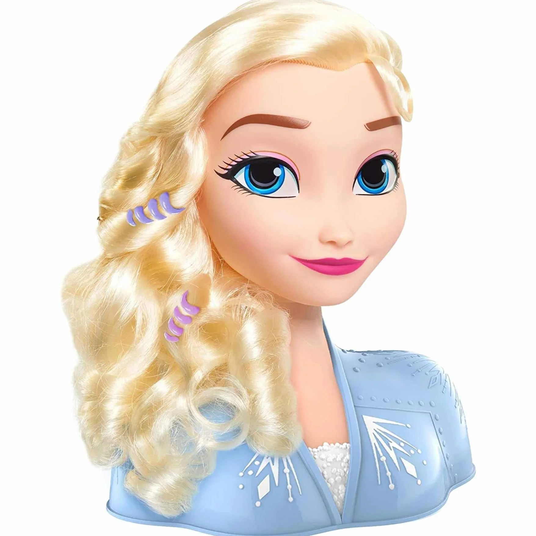 JP Disney FRND2000 Styling Frozen 2 Elsa, Basic Hair Styling Head, 17 Hair Accessories Included, Toy for Children from 3 Years of Age ,Black