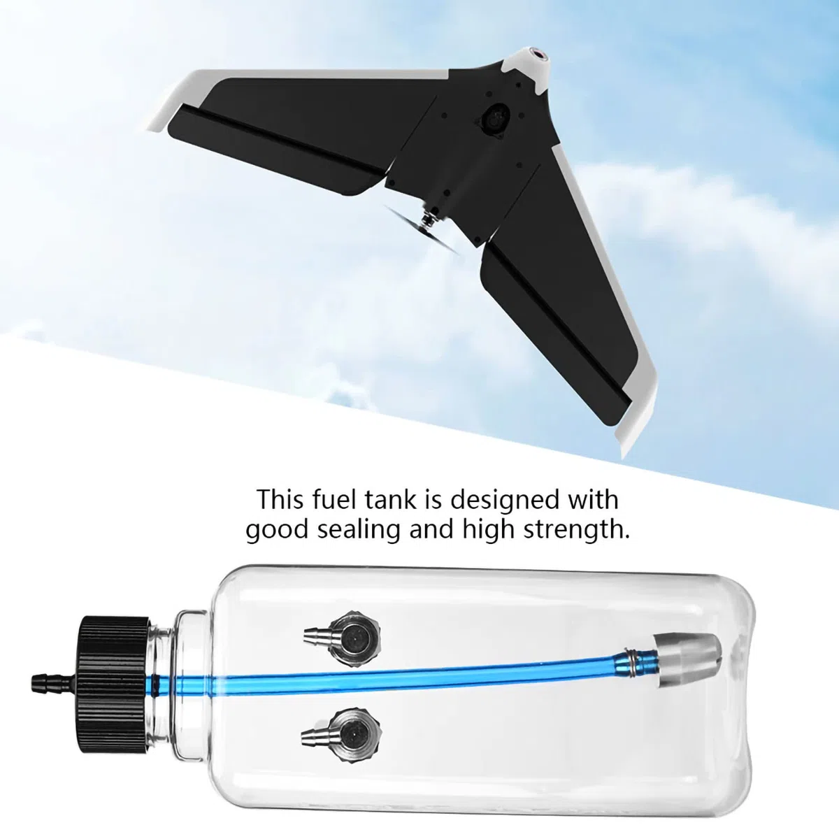 RiToEasysports Serbatoio Carburante RC, Parti Accessorie Modello Telecomando Serbatoio Carburante in Plastica Trasparente per Aeroplano RC (410ml (per Aerei 30-40cc)) Accessori per Modelli Aerei
