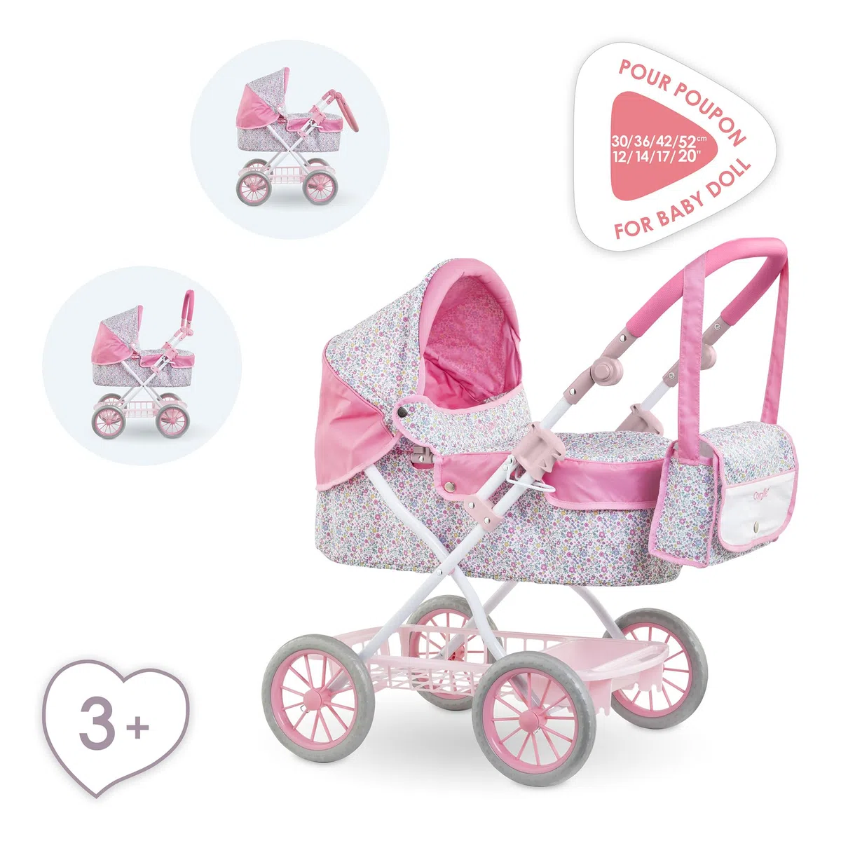 Corolle - Carrozzina floreale, accessorio, per poponi 36 cm, 42 cm e 52 cm, dai 3 anni, 9000141860