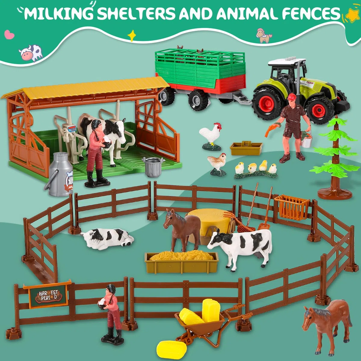 Herenear Animali Fattoria, Realistico Animali Giocattolo, Giocattoli Figure di Animali da Fattoria, Giochi Educativo Regalo per Bambini3+ Anni