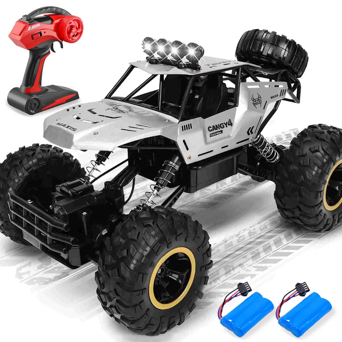 Jiakora 1:12 Grande Macchina Telecomandata per Bambini, 2,4 GHz RC Auto Monster Truck, 4WD Camion Auto Telecomandato con luce LED, 2 batterie, RC Cars Natale Compleanno Regalo per ragazzi dai 3 anni