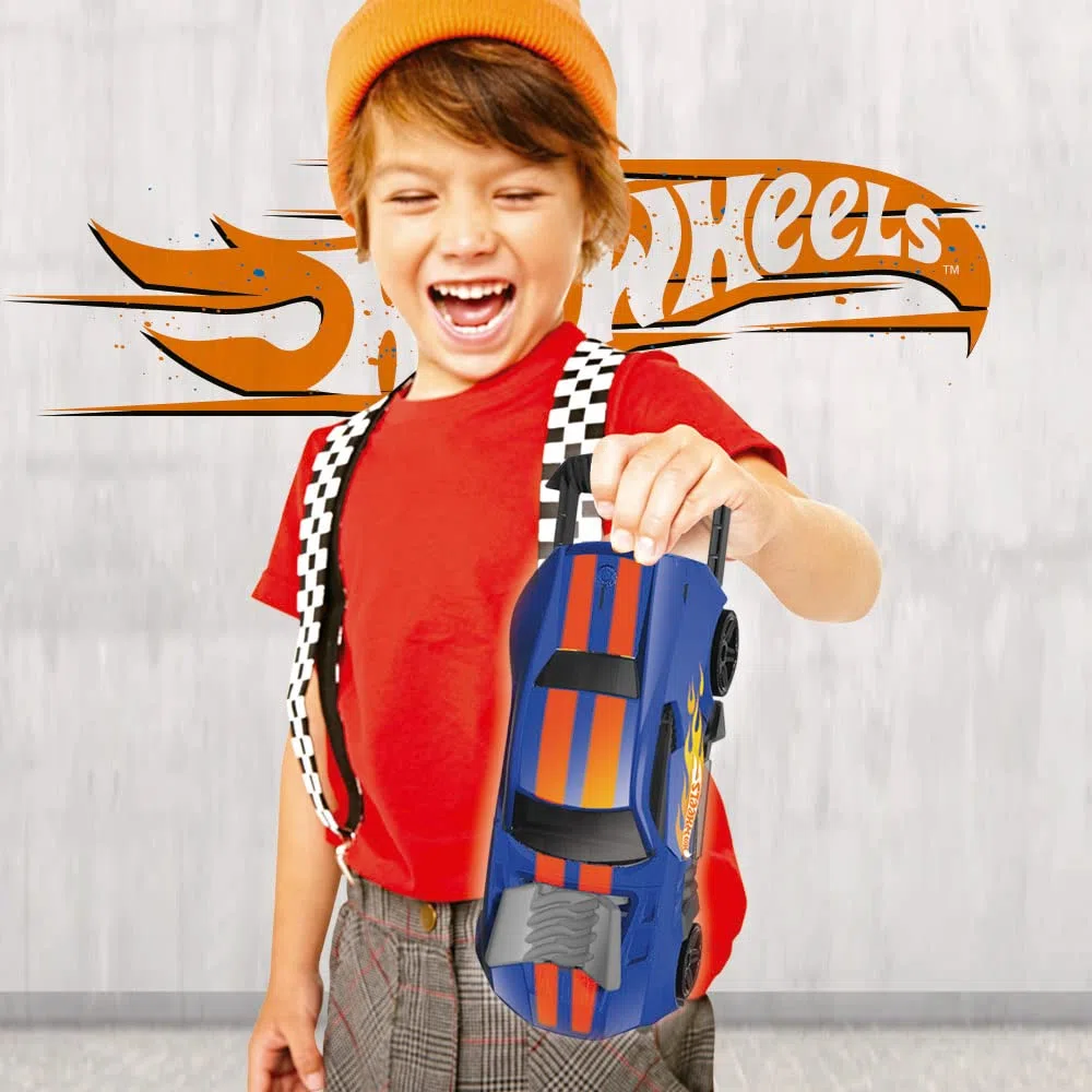 Hot Wheels Car Storage 2 in 1 Race N' Haul free wheel Case con manico retrattile – memorizza fino a 15 auto (auto non incluse)