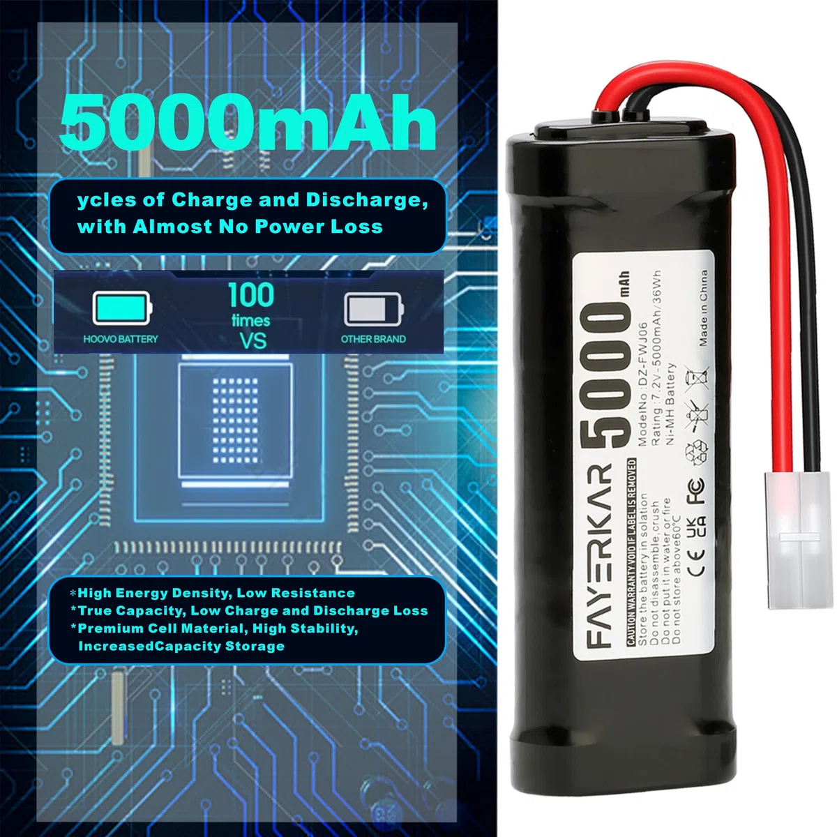 7.2V 5000mAh NiMH Batteria RC Batteria per RC Auto RC Camion RC Auto Boot Elicottero LKW Truggy RC Hobby