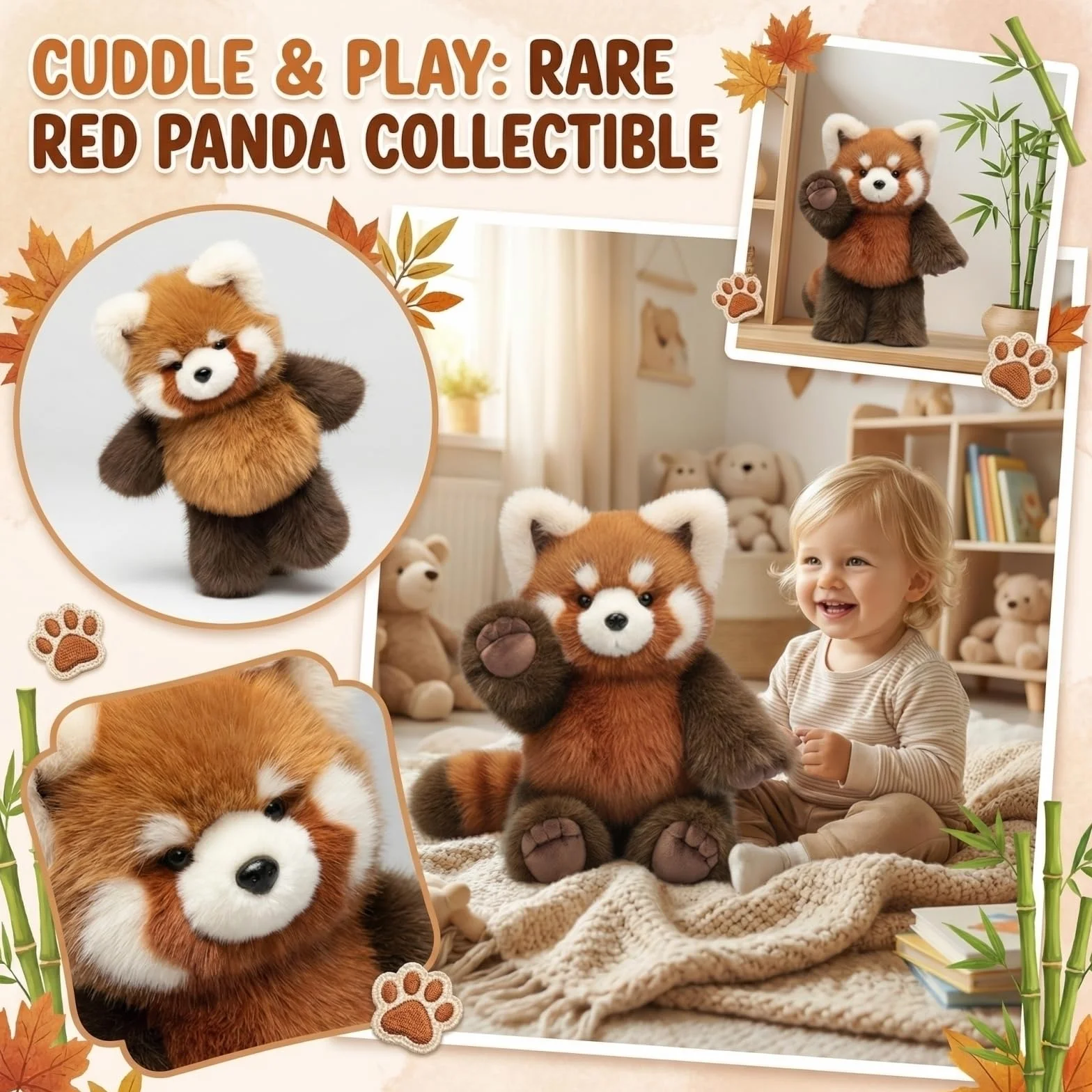 Peluche Panda - Peluche di Animali Rari Morbido - Cuscino da Abbraccio per Dormire, Bambola da Collezione a Forma di Panda in Stile Cartone Animato, Giocattolo per Bambini e Adulti