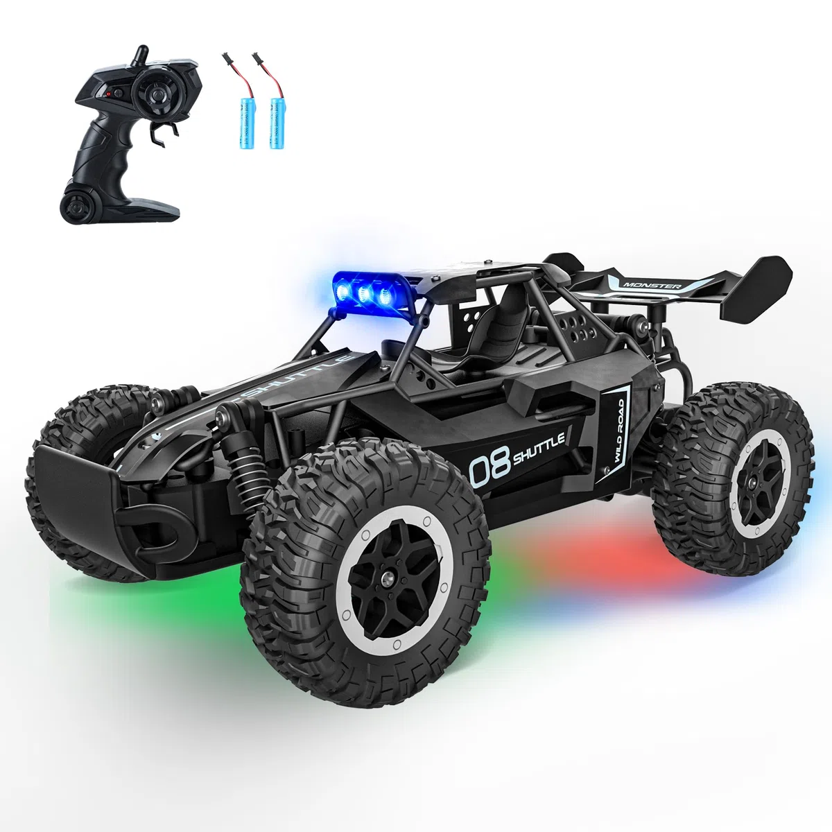 Macchina Telecomandata Per Bambini Con Luce,2.4Ghz 20KM/H Macchina Radiocomandata,Compleanno Giocattoli Regalo Per Bambino 3 4 5 6 7 Anni Nero