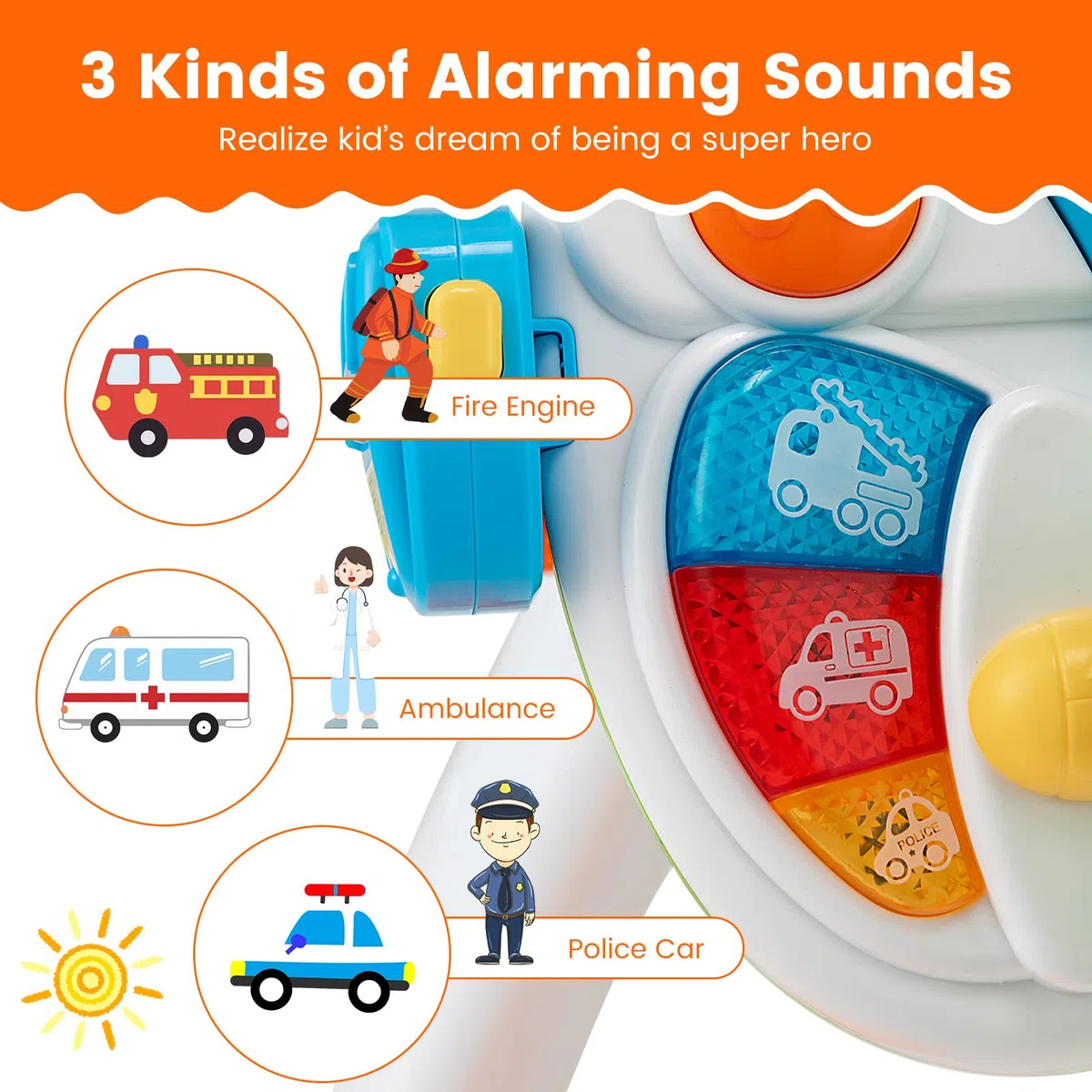 RELAX4LIFE Volante Giocattolo per Bambini, Simulatore di Guida Auto, Effetti di Luce e Suono, Gioco Educativo, Montessori, Regalo per Bambini 3+ Anni