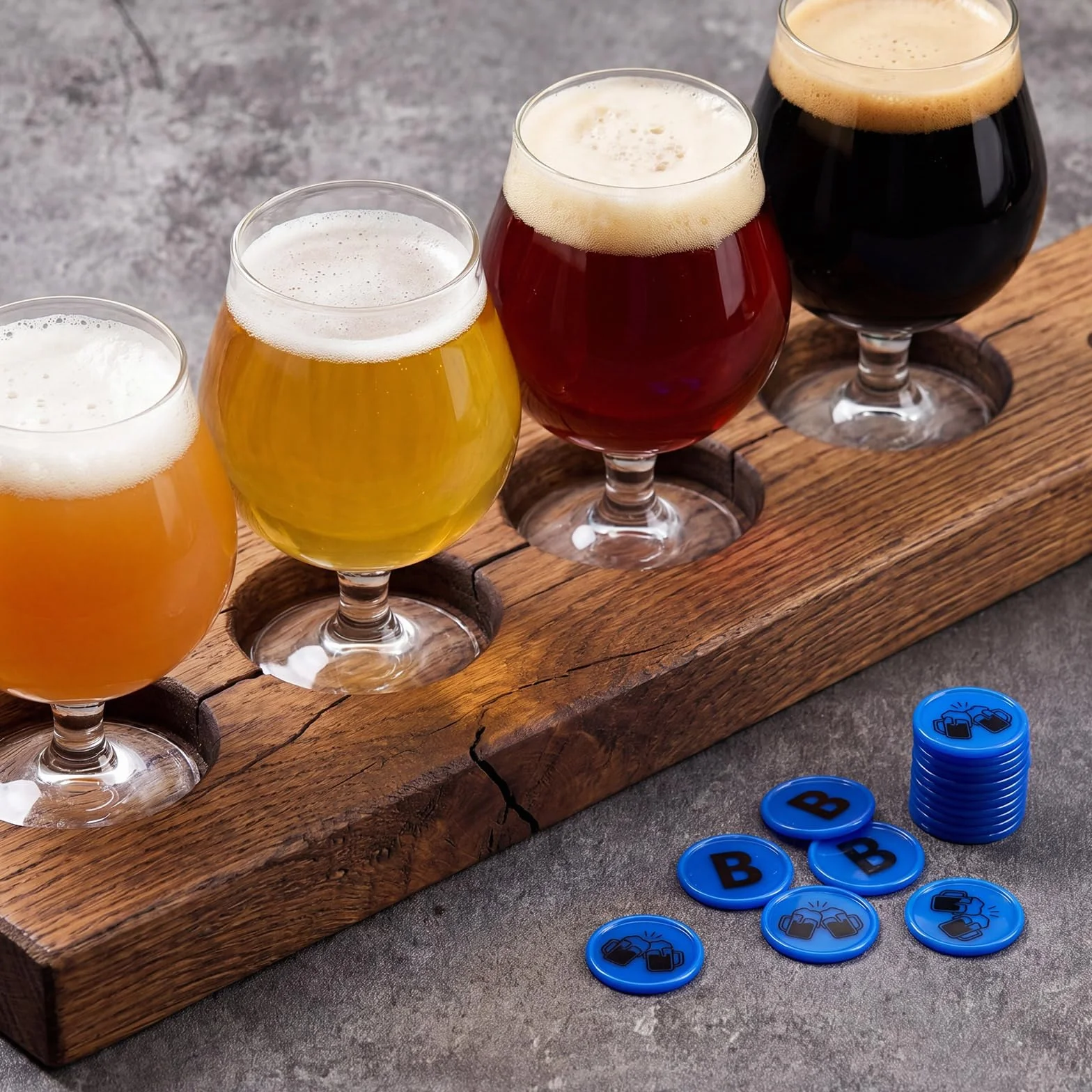 Nezyo 200 Pezzi Gettoni Birra Blu B Chip per Buoni Ø 24 mm in Plastica Riutilizzabile Ideali per Festival della Birra, Ristoranti, Mense, Feste, Eventi in Discoteca e Festival
