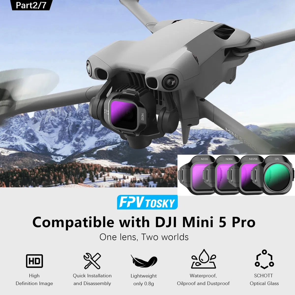 FPVtosky Borsa per DJI Mini 5 Pro, borsa da viaggio rigida portatile per DJI Mini 5 Pro Fly More Combo, custodia in pelle PU per controller RC 2 droni accessori (7-IN-1)