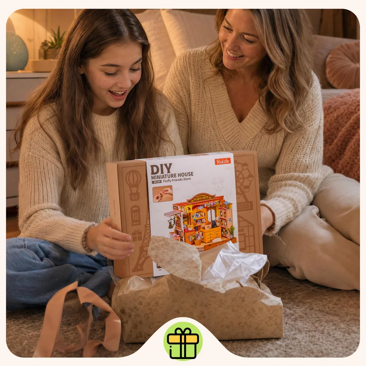 Rolife Kit fai da te in miniatura per casa delle bambole Fluffy Friends, accogliente negozio di animali domestici piccola casa con mobili, kit di costruzione in miniatura fai da te per gli amanti