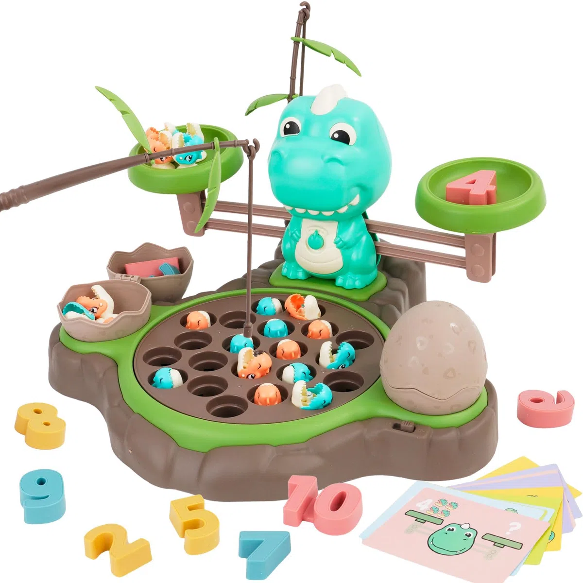 Magnete Multifunzionale Gioco di Pesca con Pesci con 21 Piccoli Dinosauro10 Carte Musica Gioco di pesci Interattivo ed Educativo Bambini 2 3 4 Anni Compleanno Regali di Halloween Ragazzi Ragazze