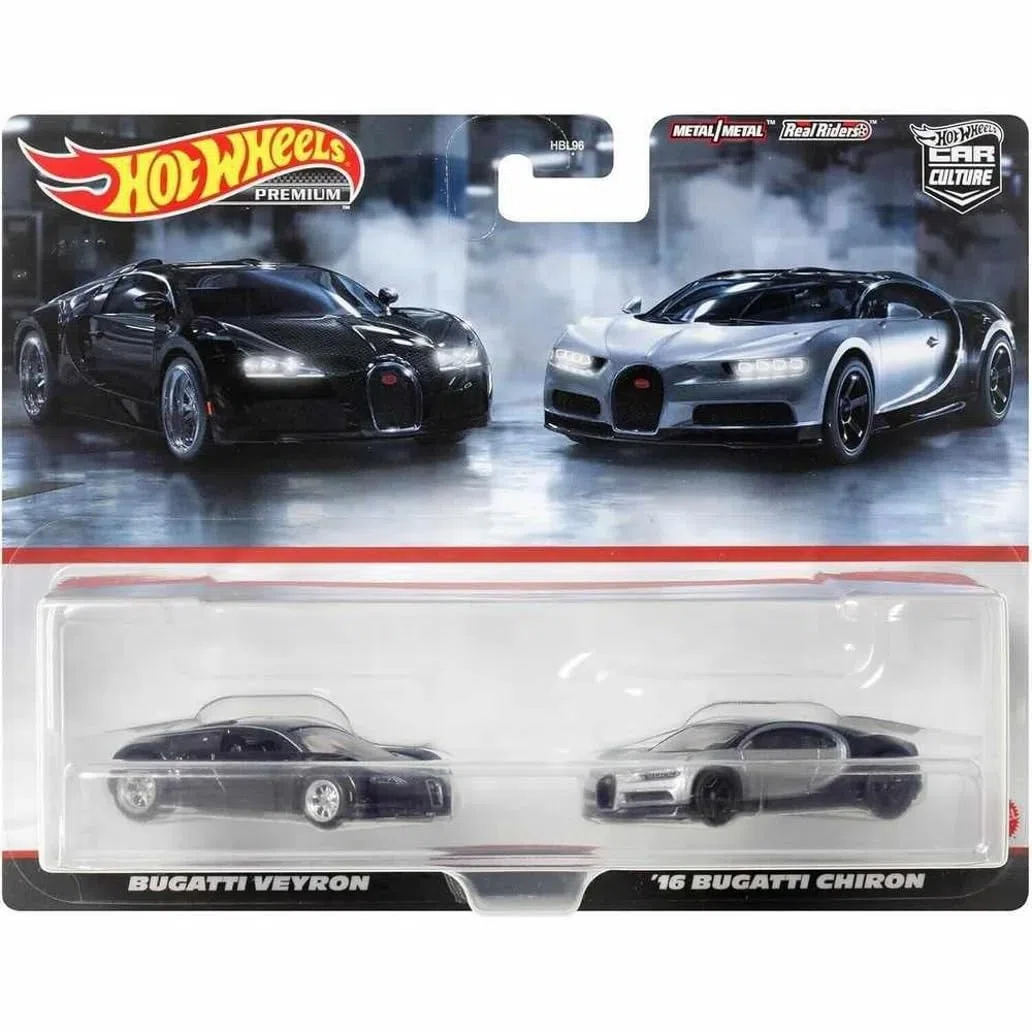 BUGATTI SET 2X VEYRON 2009 + BUGATTI CHIRON 2016 BLACK SILVER