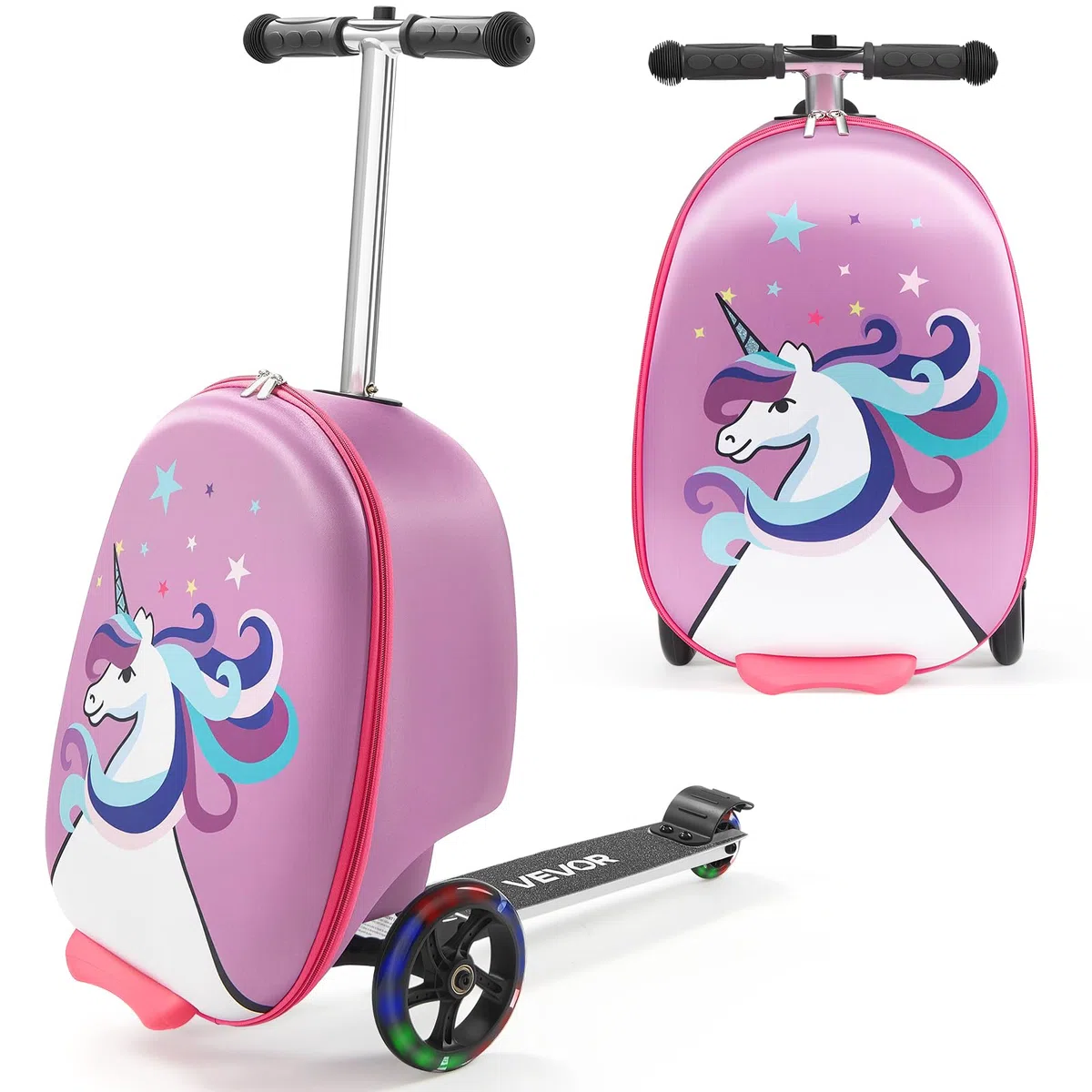 VEVOR Valigia per Monopattino da Viaggio 32,5 x 28,9 x 52,1 cm, Trolley per Scooter Carico max. 50 kg, Valigia per Scooter Impugnatura Antiscivolo in TPR, Monopattino Valigia Pieghevole, Viola
