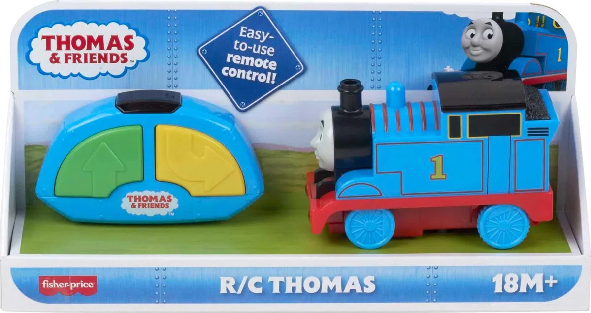 Fisher-Price My First Thomas & Friends R/C Thomas, battery-powered remote-controlled train engine with character phrases for toddlers, GPV86