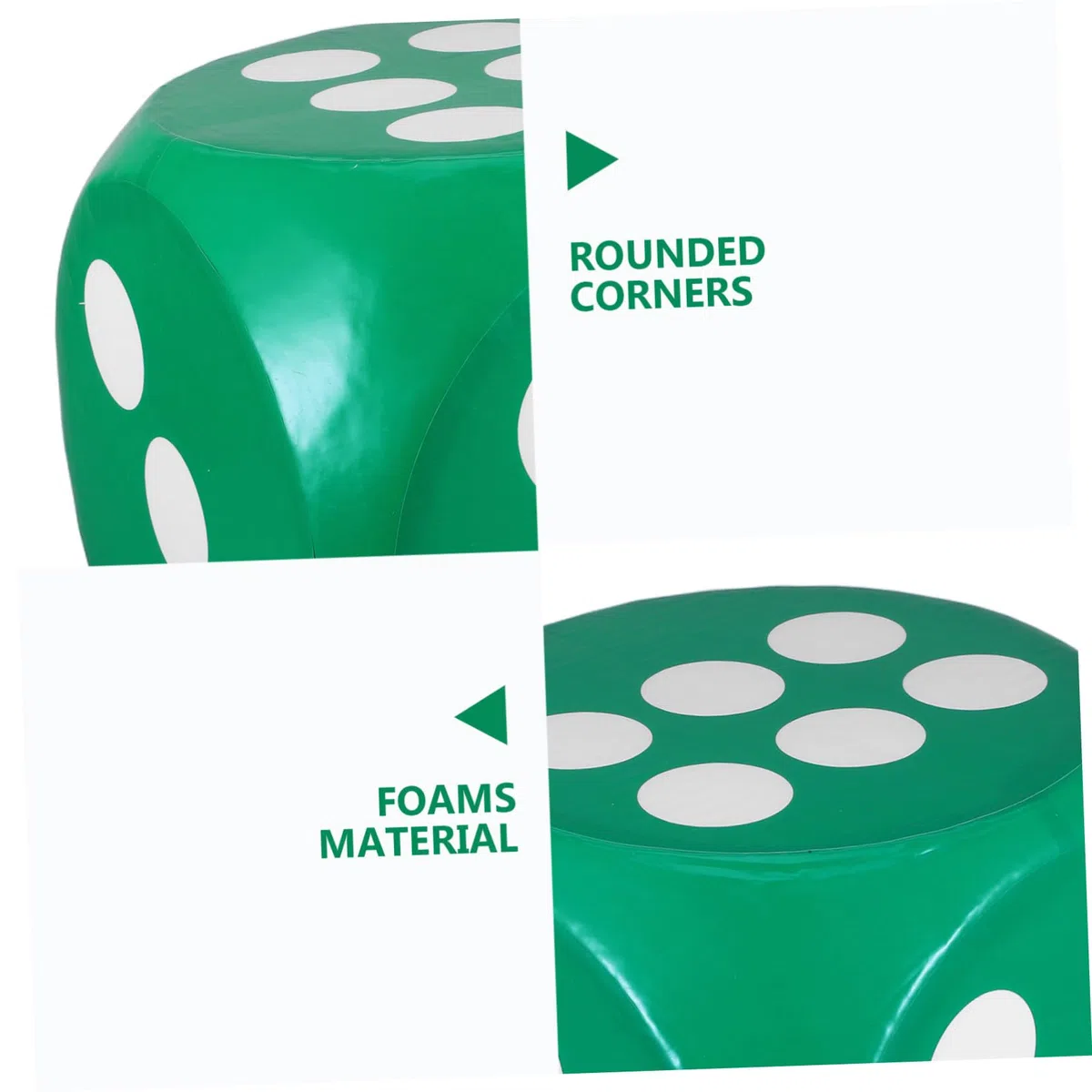 Uonlytech Dado e Feste in Schiuma Verde per Bambini Gigante Angoli Arrotondati e Versatile Leggero Facile Utilizzo per Giochi Educativi