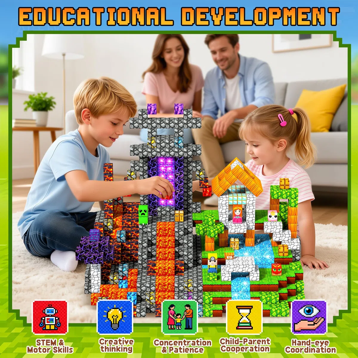 Costruzioni Magnetiche per Bambini - 150 Pezzi Costruzioni cubi magnetici per Bambini - Giochi blocchi Magnetici per Bambino 3 4 5 6 7 8 9 10 Anni - Pasqua Regali di Compleanno 3-10 Anni Natale