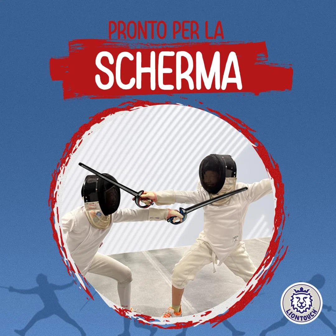 Liontouch - 2 Sciabole da Scherma Blu/Rossa |per Ragazzi/e da 3 + | Giocattolo in Gommapiuma, Design Realistico | Introduzione Sicura Divertente alla Scherma e Arma da Pratica per Giovani Schermidori
