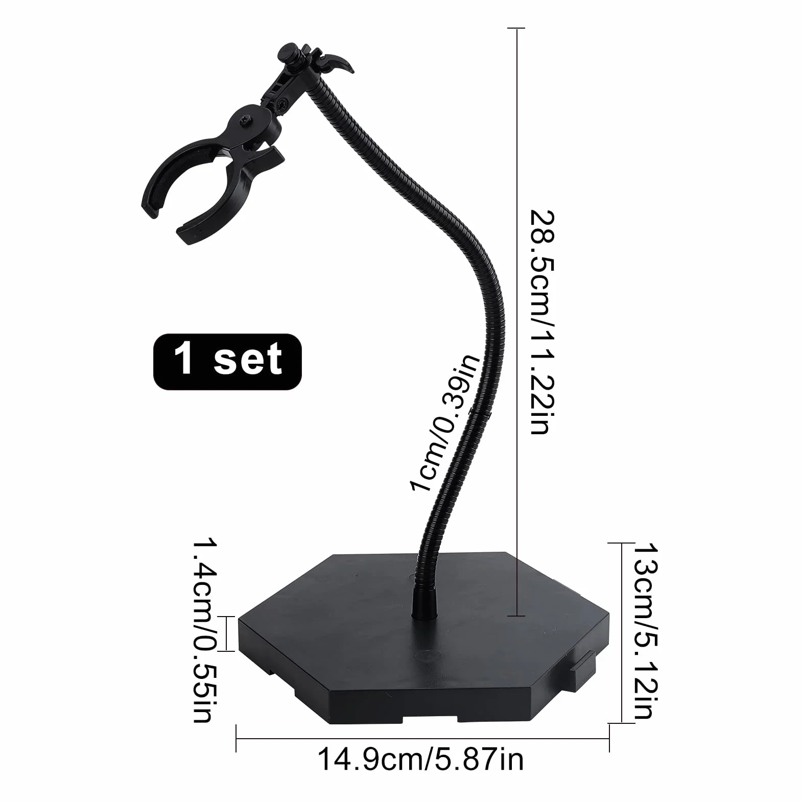FINGERINSPIRE Action Figure Display Base Supporto per Figure per Bambole Nero Tubo Flessibile in Metallo Scala 1/6 1/9 1/12