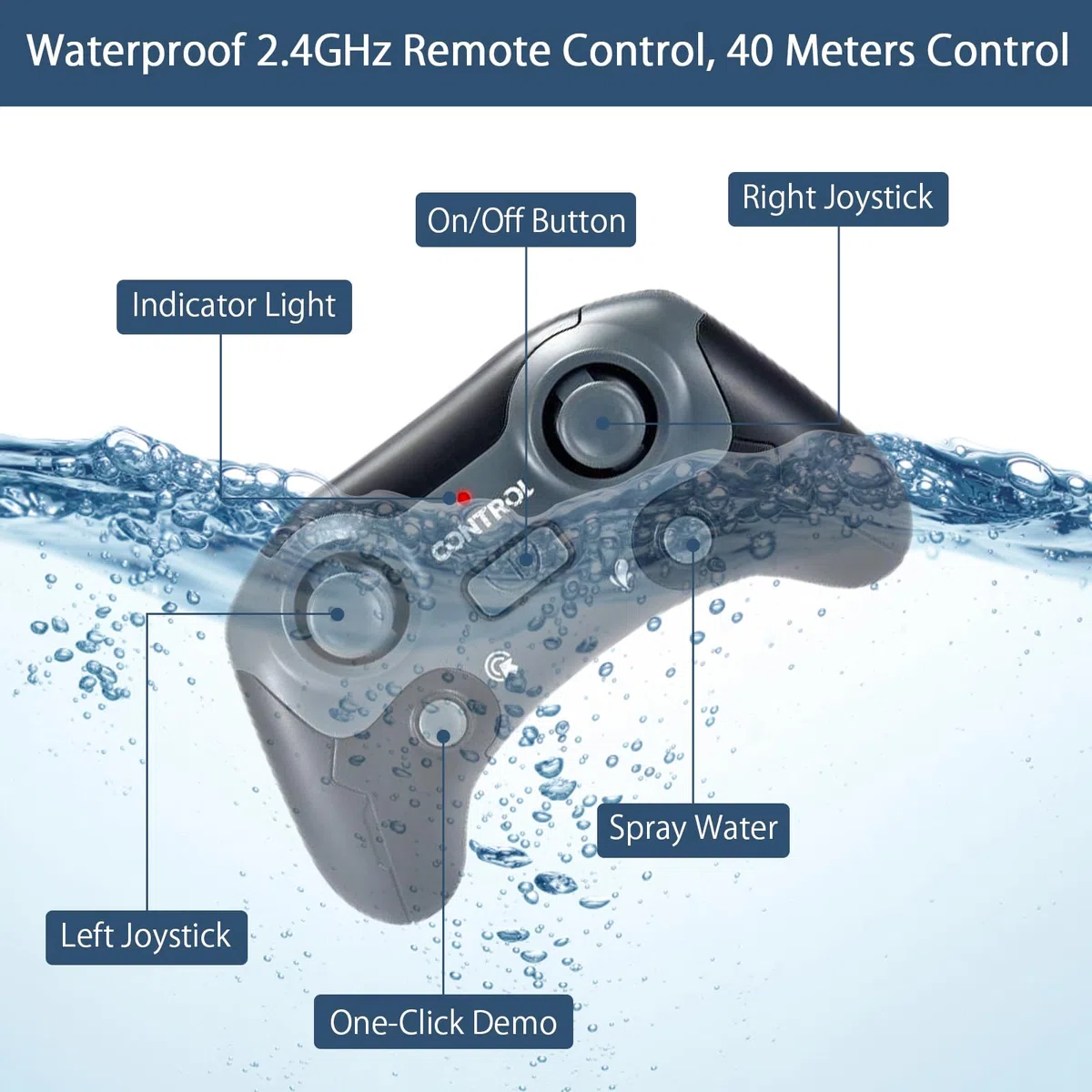 DAWRIS Mosasaurus, barca telecomandata, 2,4 GHz, impermeabile, a U per bambini dai 6, radiocomandata a distanza con luce LED e nebulizzazione, doppia elica giocattolo per piscina Pond