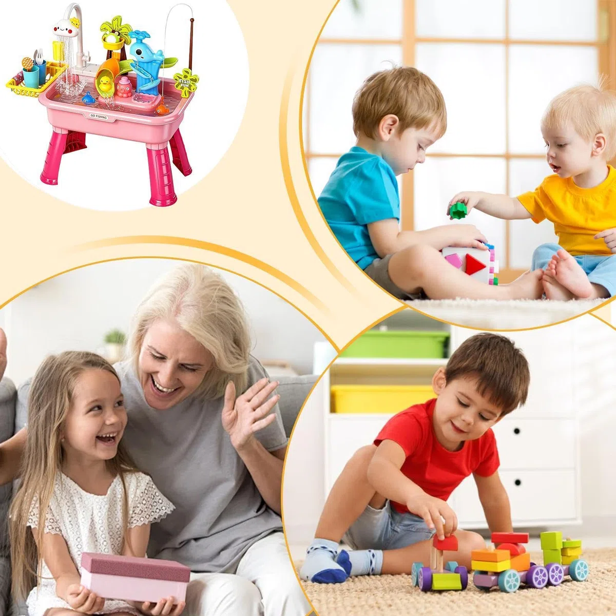 Lavello Giocattolo per Bambini con Acqua Corrente,Tavolo D'Acqua Elettrico A Batteria Con Rubinetto Divertente - Giocattoli da Cucina,Per Bambini 1-5 Anni Gioco Di Ruolo Asilo Scuola 'Infanzia Giardin