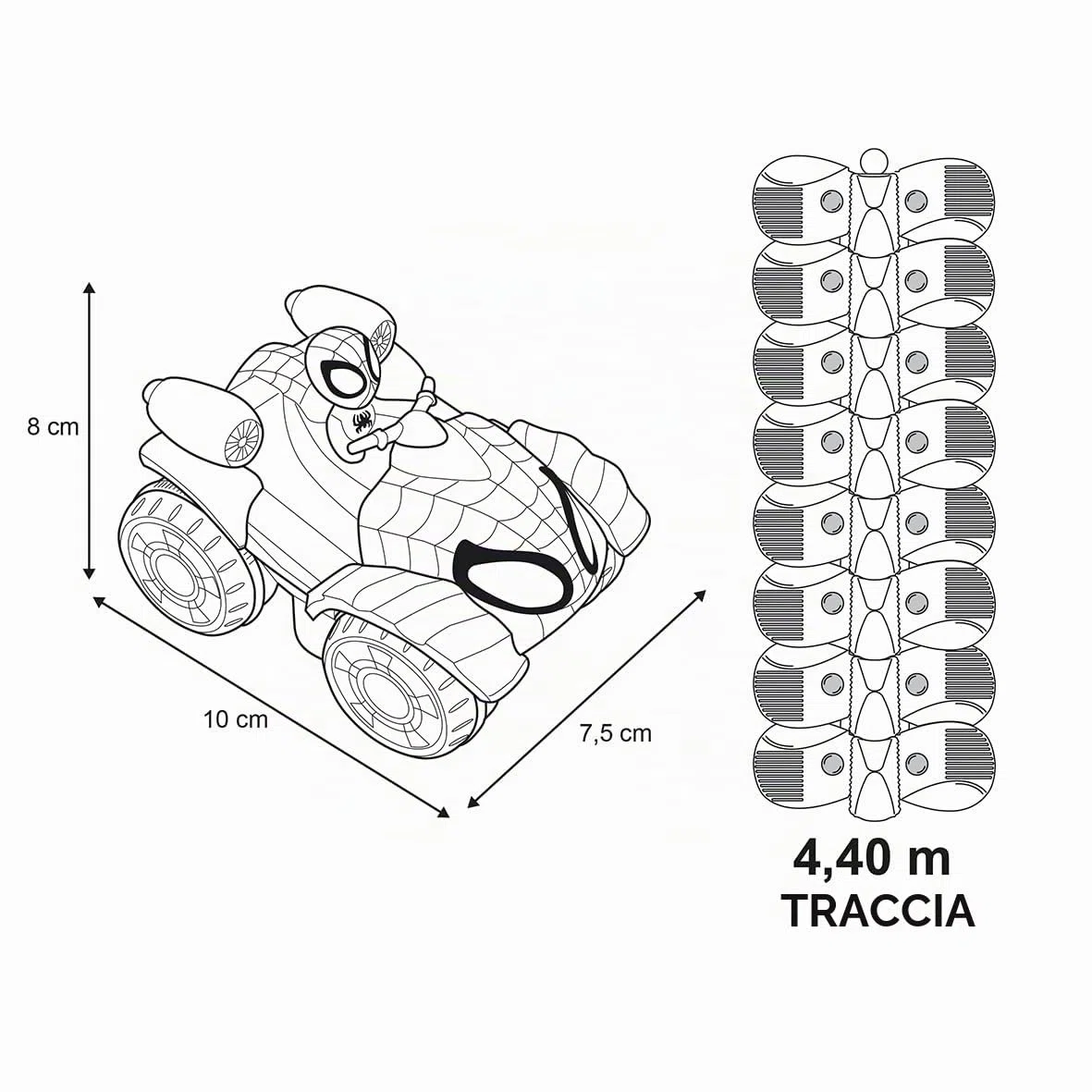 Smoby - Spidey FleXtreme Set Spin - 4 m40 di circuito per auto - 184 piste flessibili e modulabili + 1 veicolo morale effetti luminosi - 180926