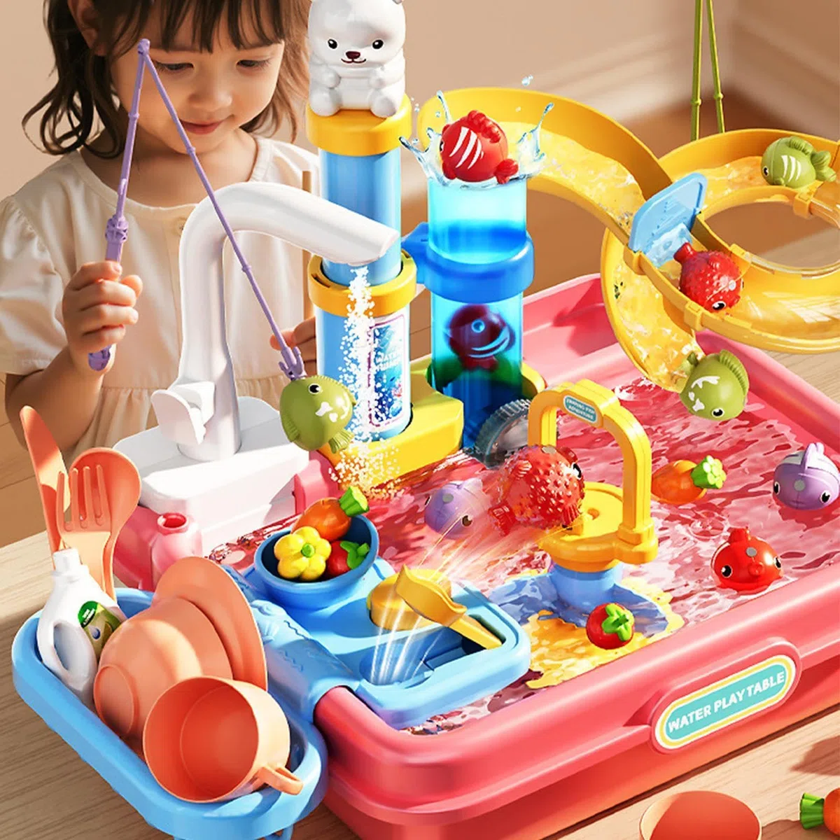 Tavolo Acquatico Per Bambini Esterno, Giocattolo Da Con Pompa Elettrica, Attività Sensoriali All'aperto Con Pompa Integrata, Tavolo Da Gioco Con Acqua, Per Bambini Bambine 4 Agli 8 Anni, Per Patio